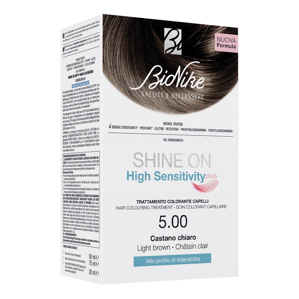 Shine On High Sensitivity Plus Castano Chiaro 5,00 Rivelatore In Crema 75 ml + Crema Colorante 50 ml