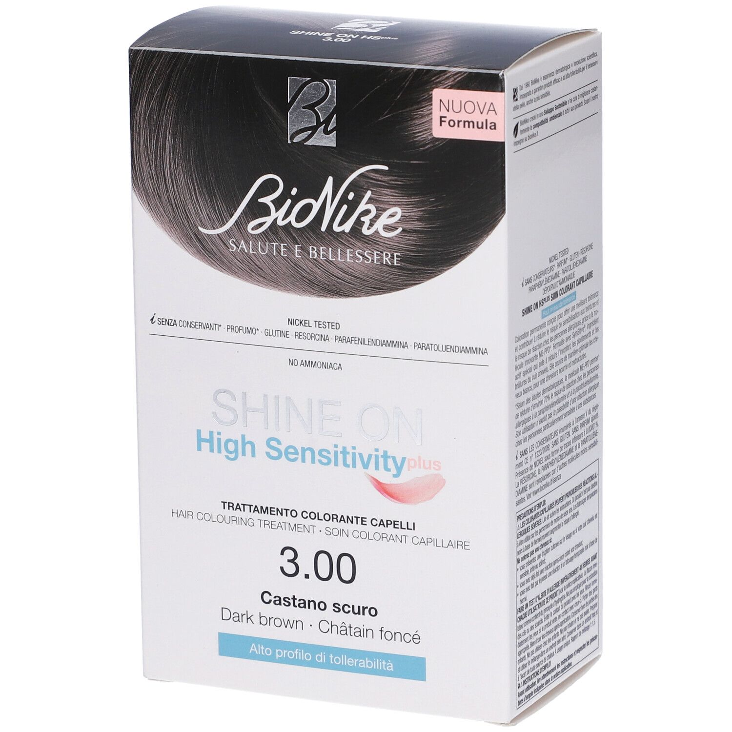 Shine On High Sensitivity Plus Castano Scuro 3,00 Rivelatore In Crema 75 Ml + Crema Colorante 50 Ml