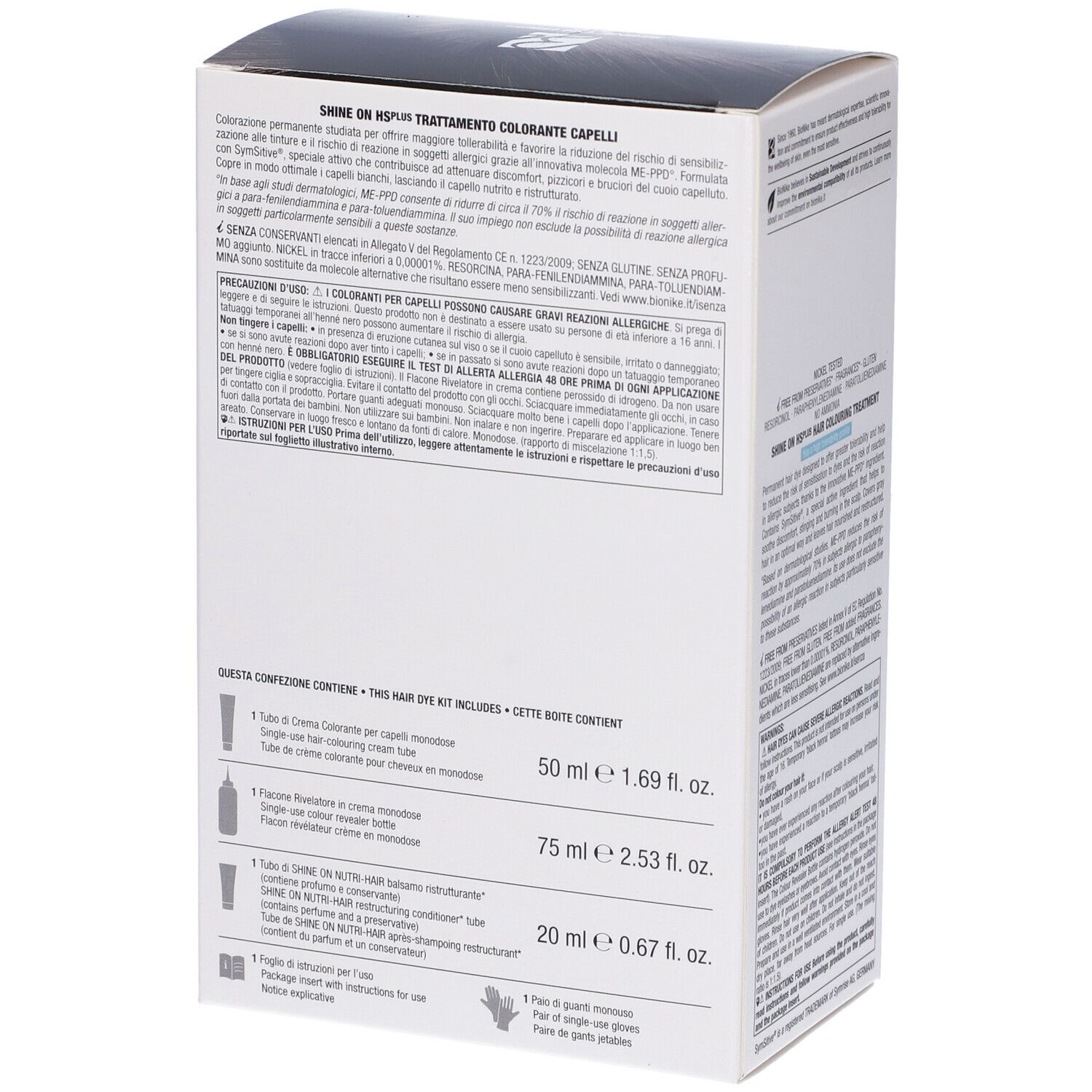 Shine On High Sensitivity Plus Castano Scuro 3,00 Rivelatore In Crema 75 Ml + Crema Colorante 50 Ml