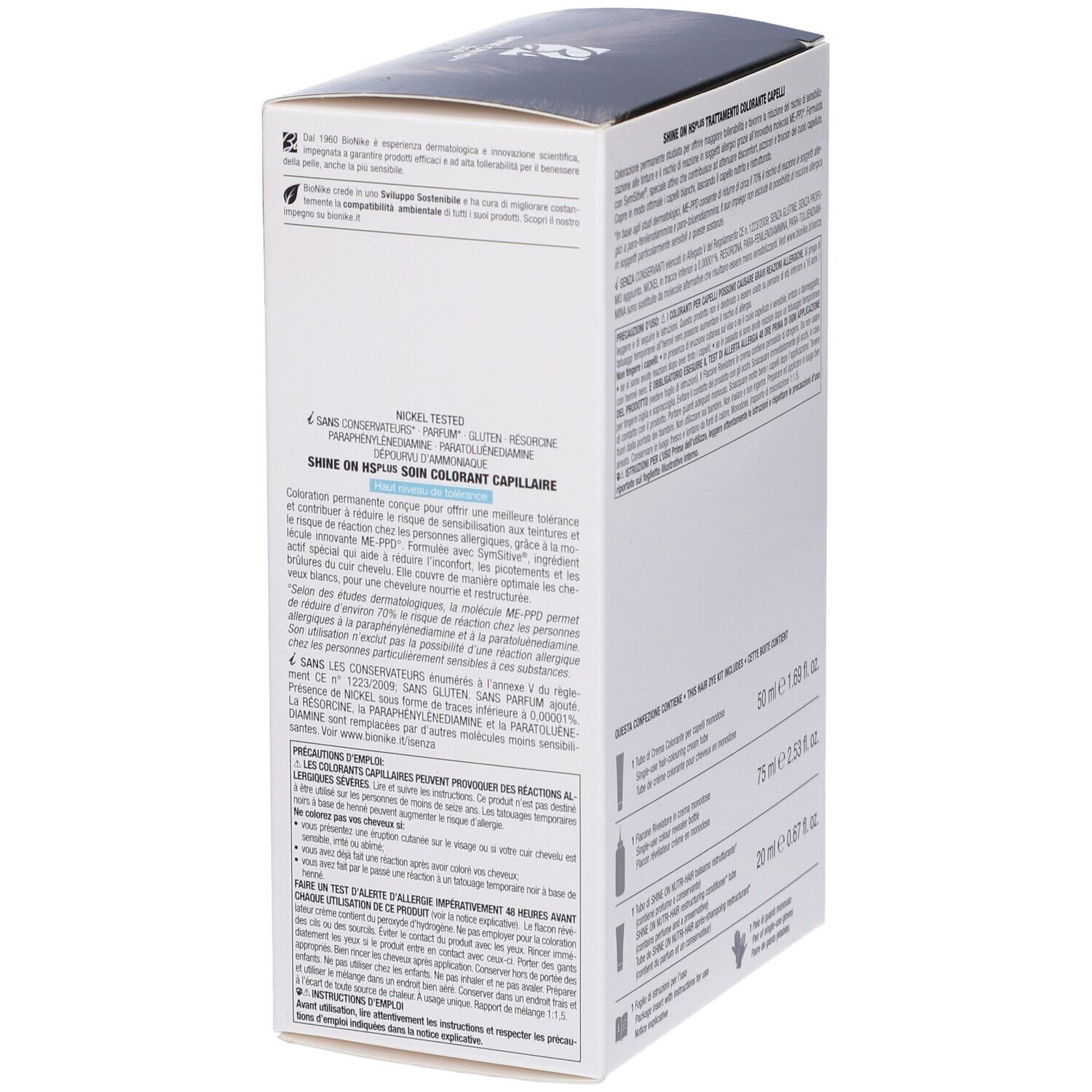 Shine On High Sensitivity Plus Castano Scuro 3,00 Rivelatore In Crema 75 Ml + Crema Colorante 50 Ml