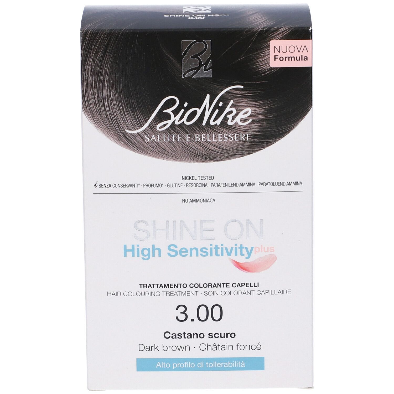 Shine On High Sensitivity Plus Castano Scuro 3,00 Rivelatore In Crema 75 Ml + Crema Colorante 50 Ml