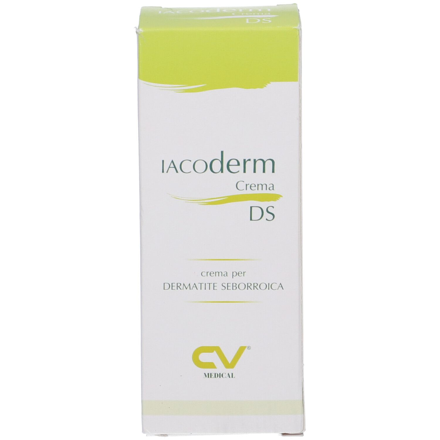 Scatola Iacoderm Crema DS. Scatola bianca con nome del prodotto, logo e testo.