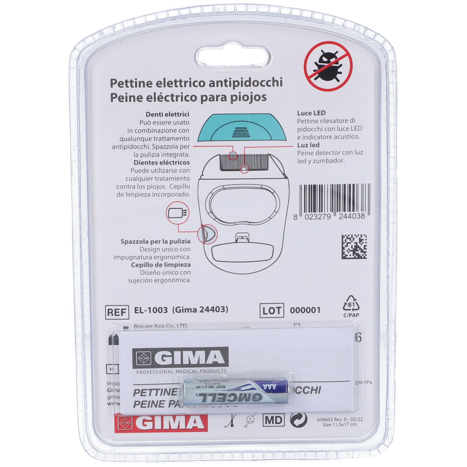 GIMA Pettine Per Pidocchi Elettrico - It,Es