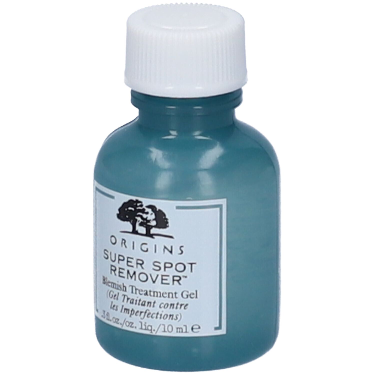Flacone turchese con tappo bianco. Etichetta con nome del prodotto e logo. 3 fl.oz./10 ml.