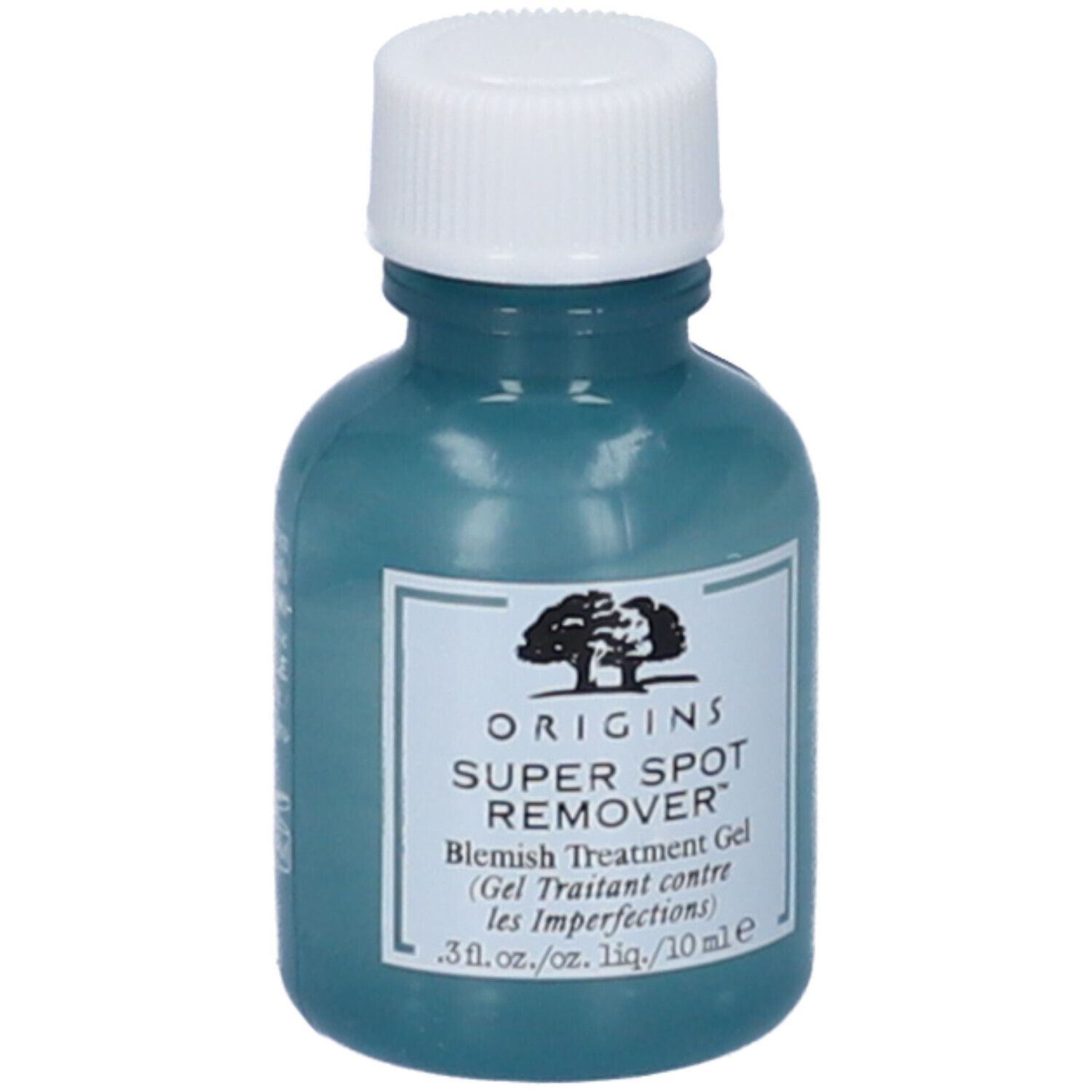 Flacone turchese con tappo bianco. Etichetta con nome del prodotto e logo. 3 fl.oz./10 ml.