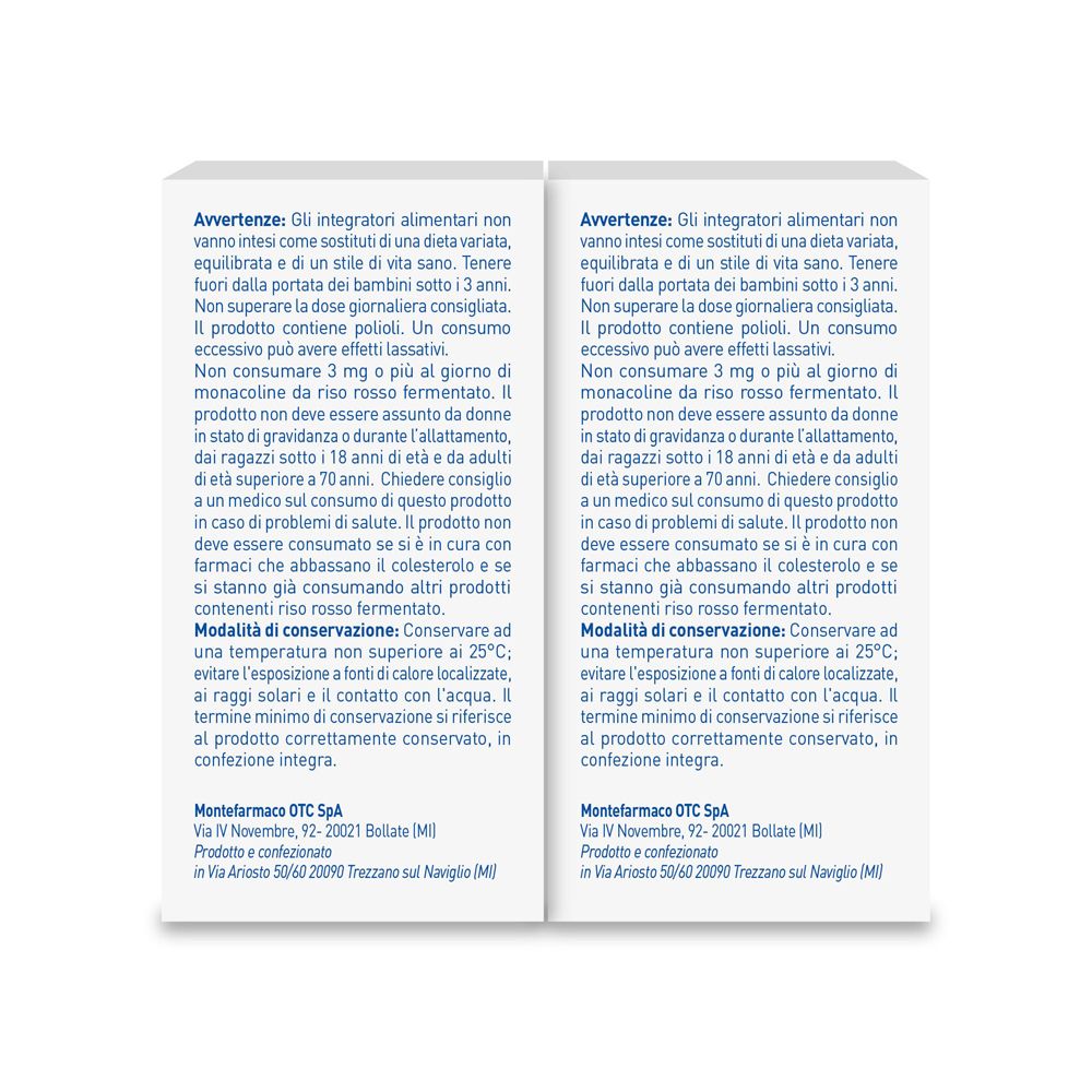 Avvertenze per Lactoflorene® Colesterolo. Informazioni sull'uso e la conservazione. Due confezioni.