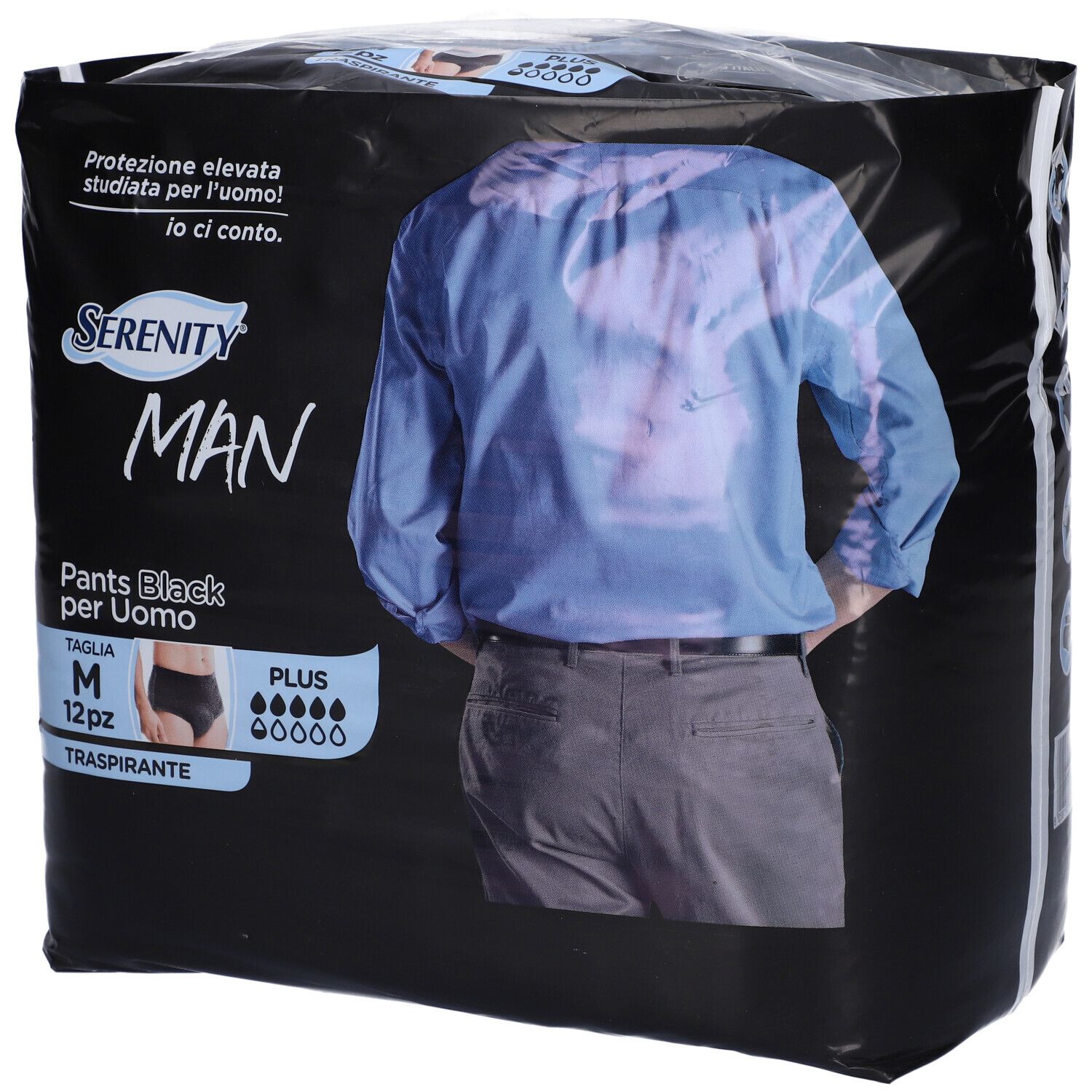 Pannolino Serenity Man Pants Black Taglia Media 12 Pezzi