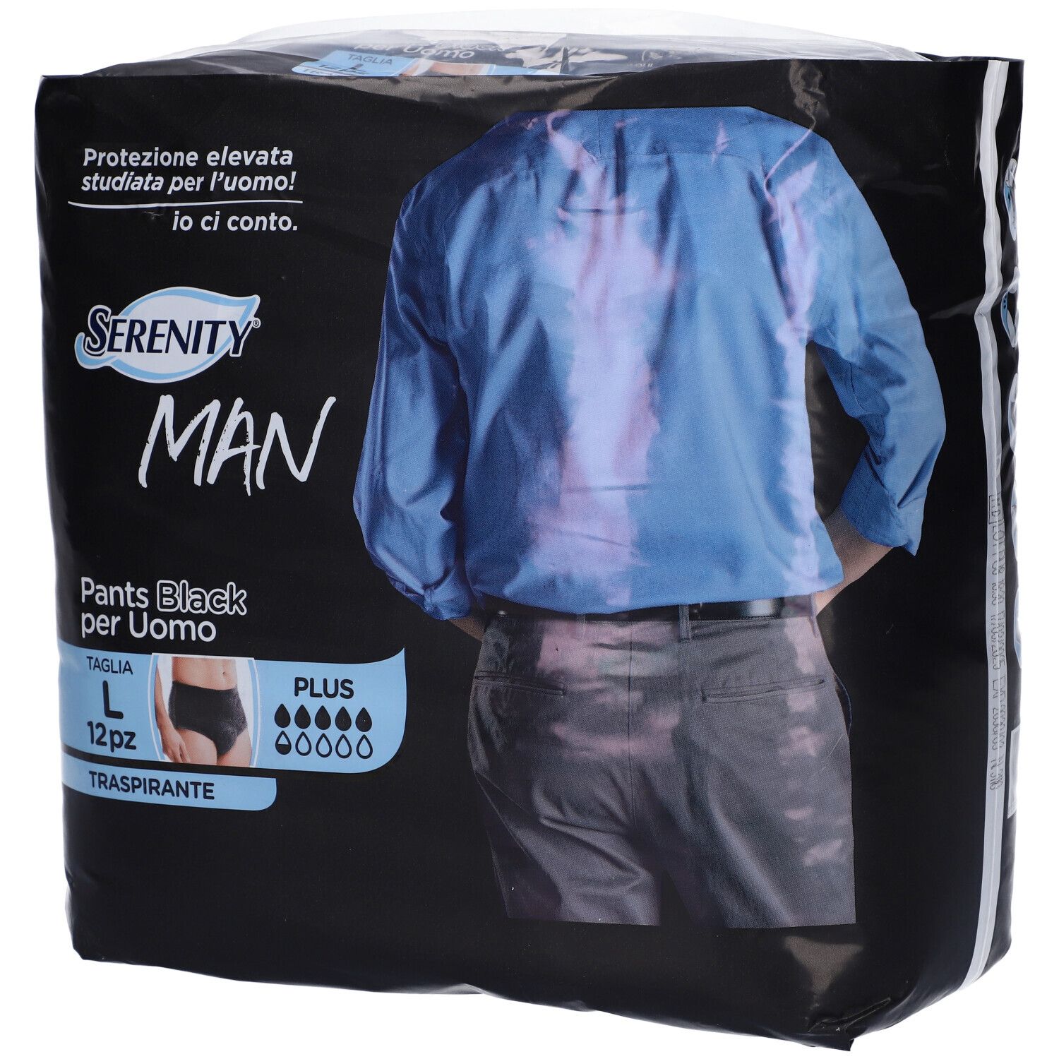 Pannolino Serenity Man Pants Black Taglia Large 12 Pezzi