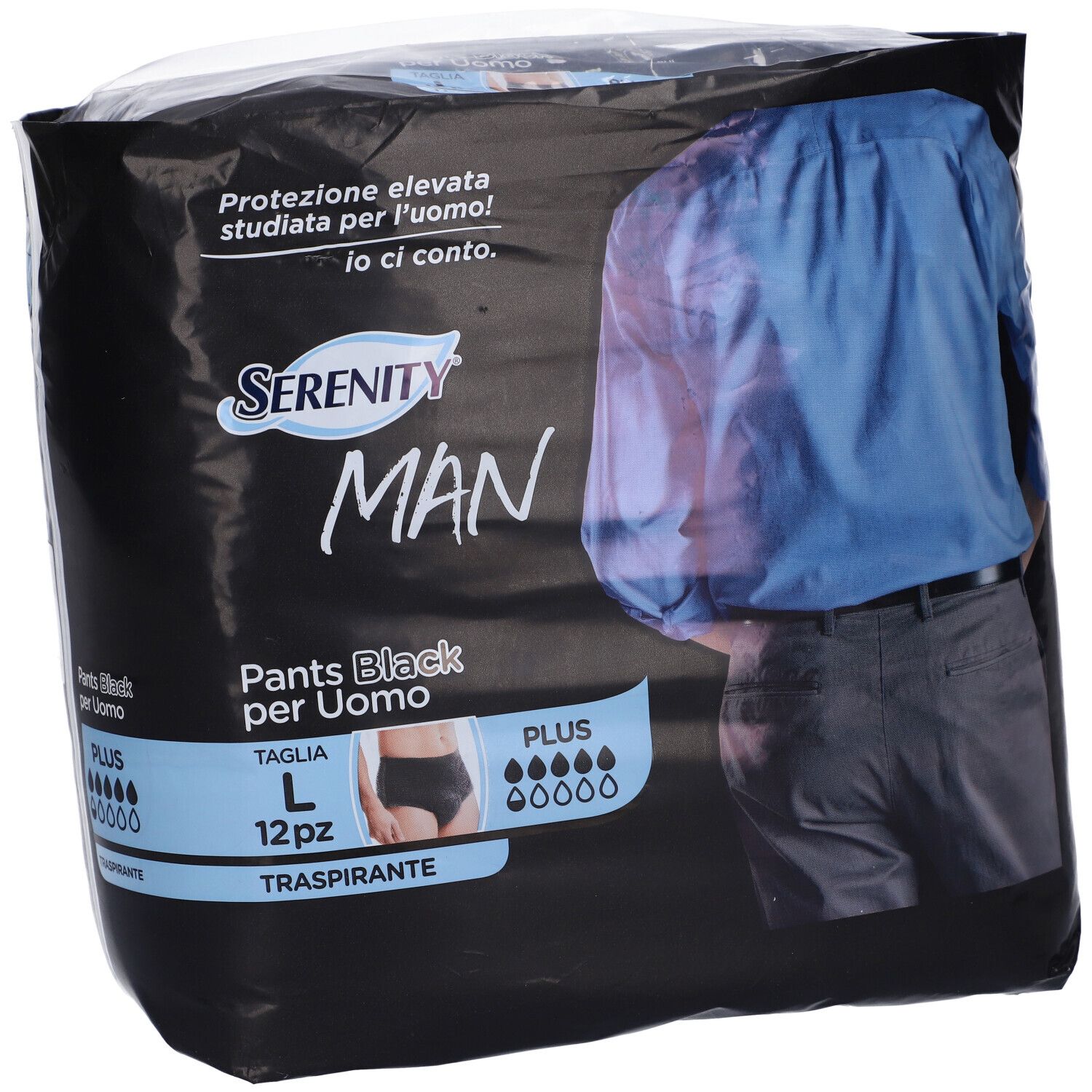 Pannolino Serenity Man Pants Black Taglia Large 12 Pezzi