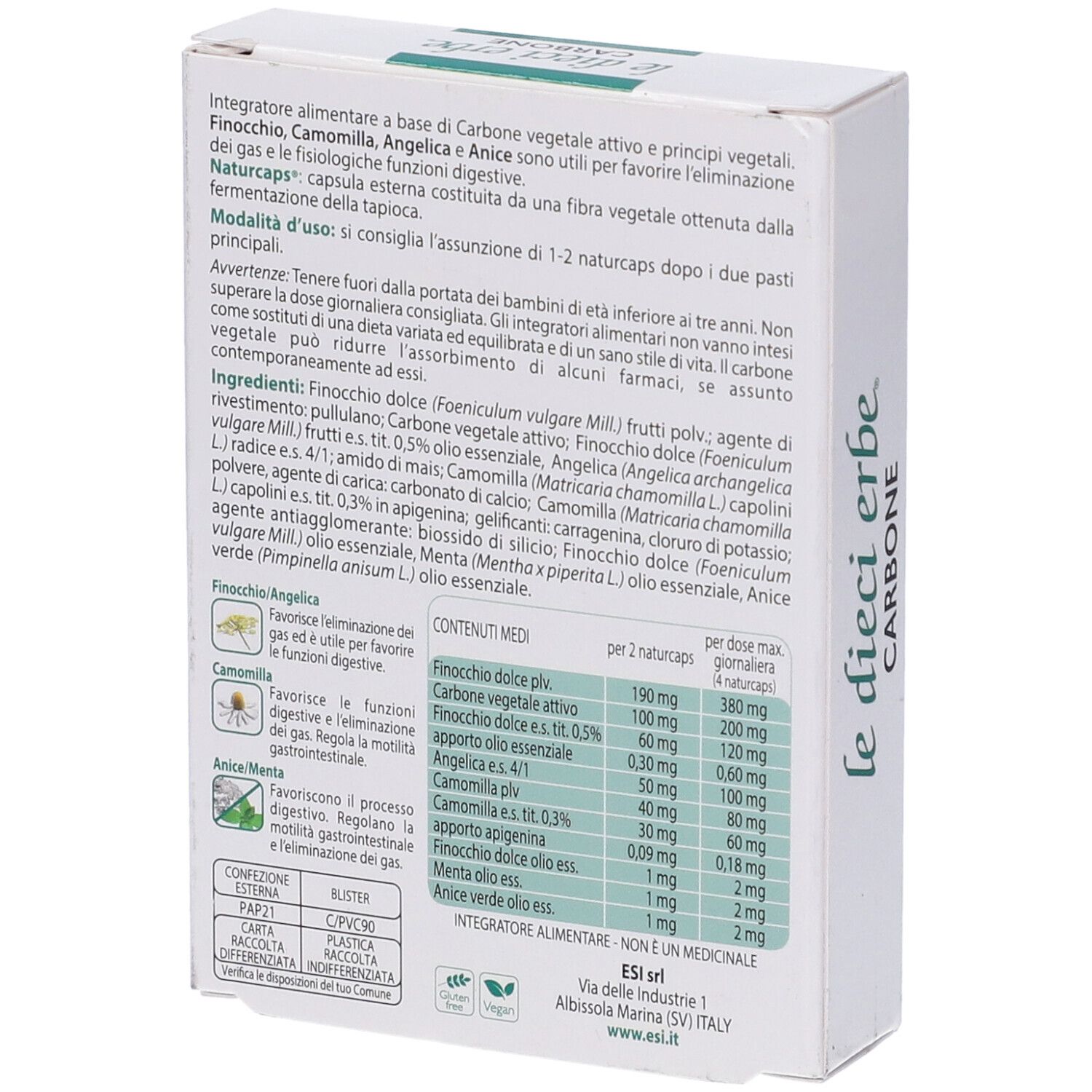 Esi Le Dieci Erbe Carbone Vegetale Attivo 30 Naturcaps