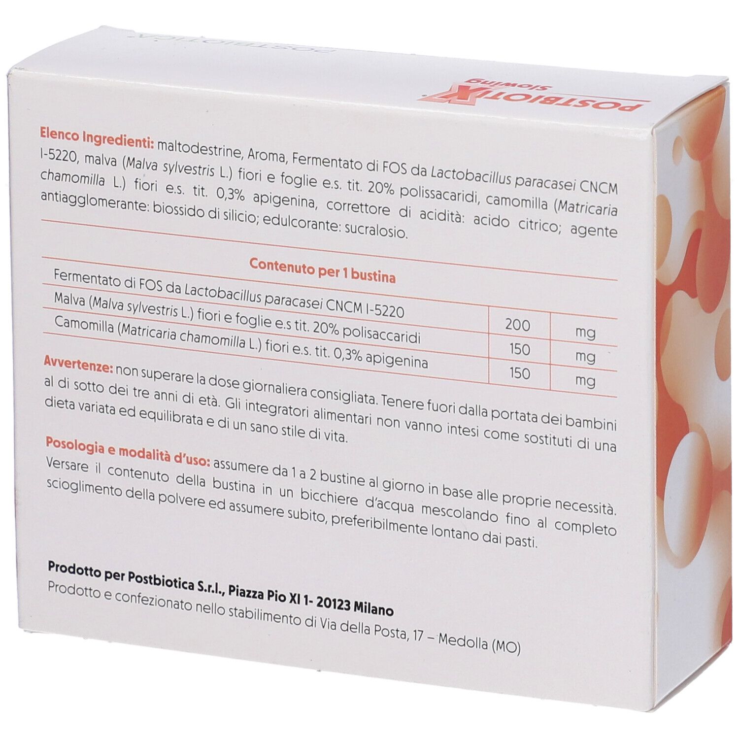 Postbiotix Slowing 14 Bustine Da 4 G