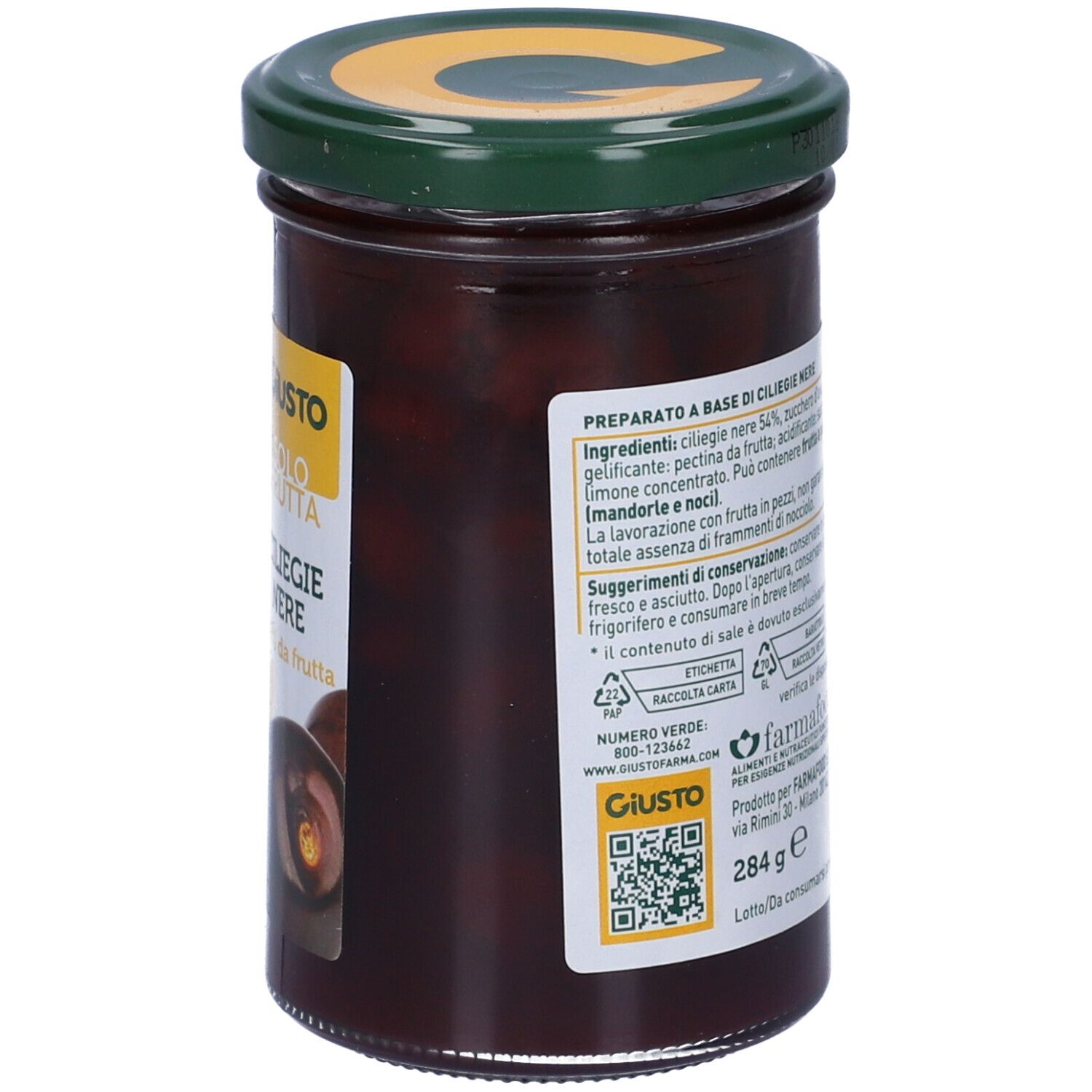 Giusto Solo Frutta Marmellata Ciliegie Nere 284 G