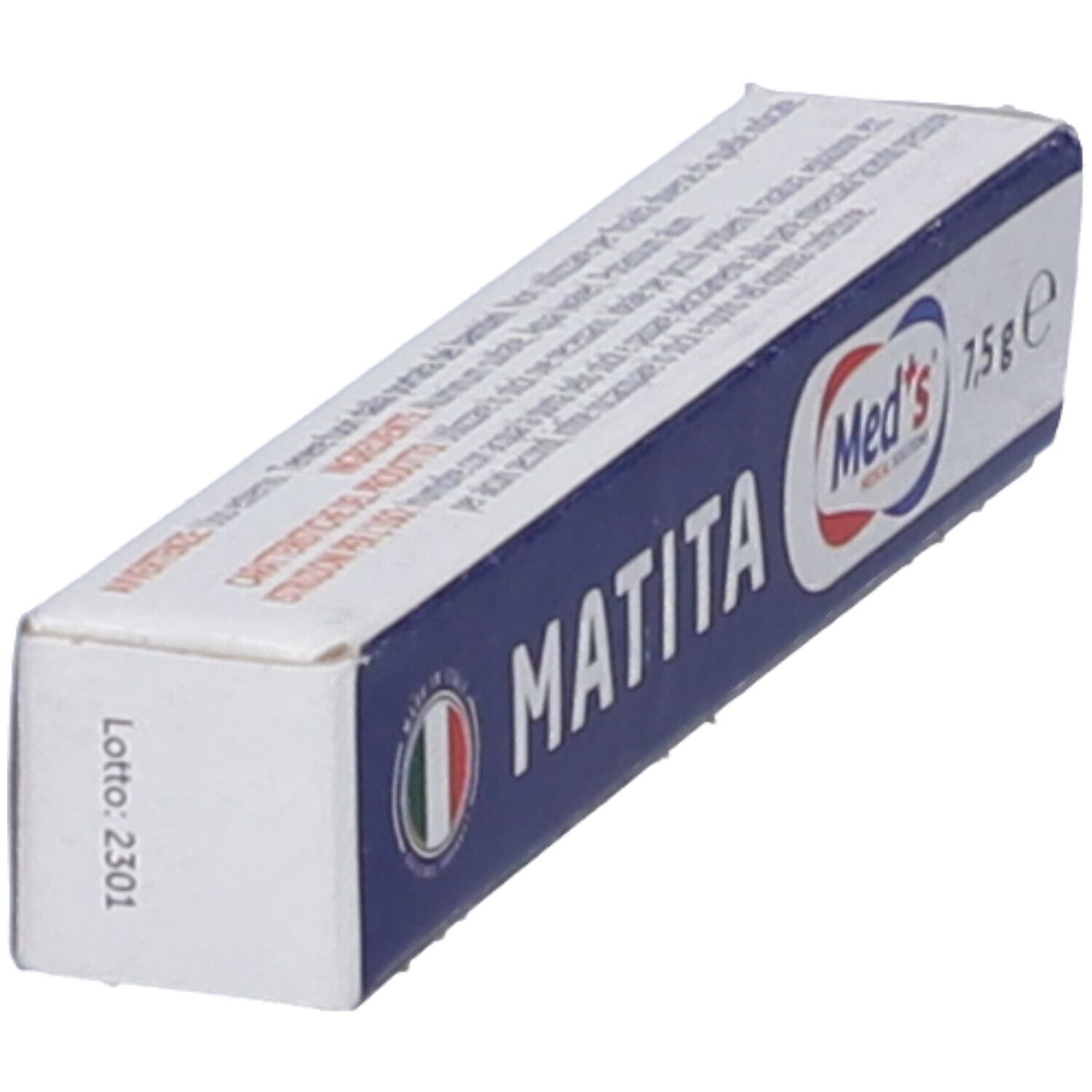 Piccola confezione MATITA Med's, 7,5 g. Prodotto in Italia.