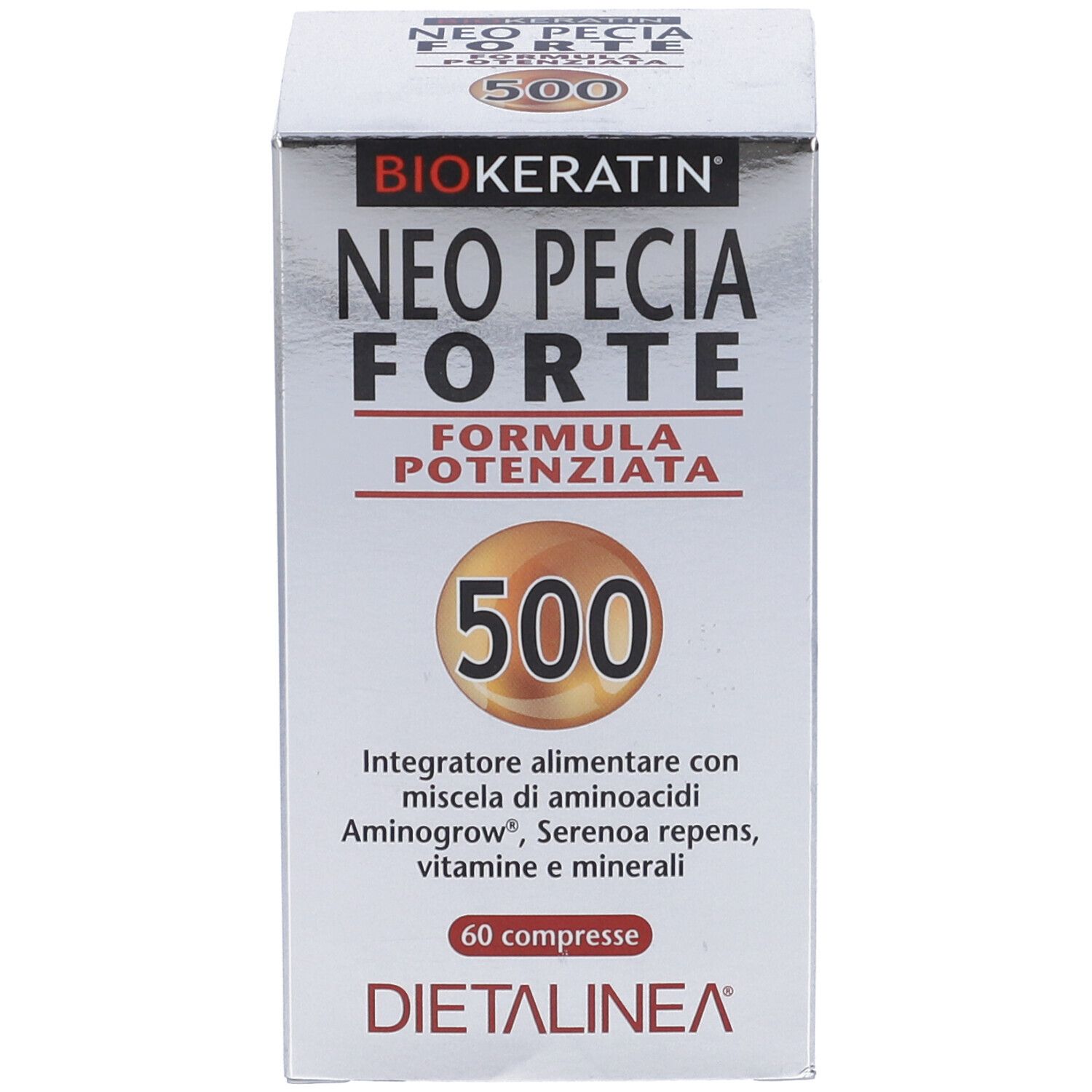 Scatola con nome prodotto, 500 e marchio Dietalinea. 60 compresse.