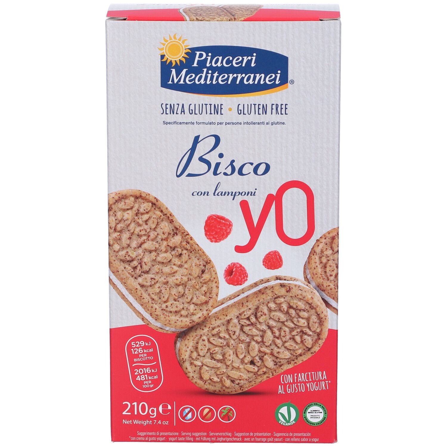 Piaceri Mediterranei Bisco Yo Lamponi Senza Glutine 210 g