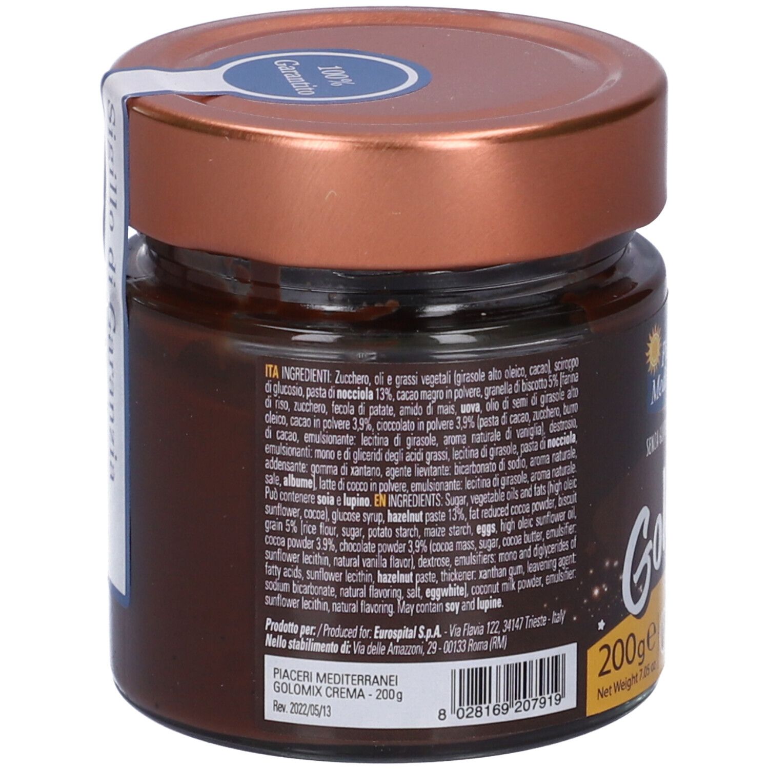 Piaceri Mediterranei Golomix Crema Cacao e Nocciole Senza Glutine