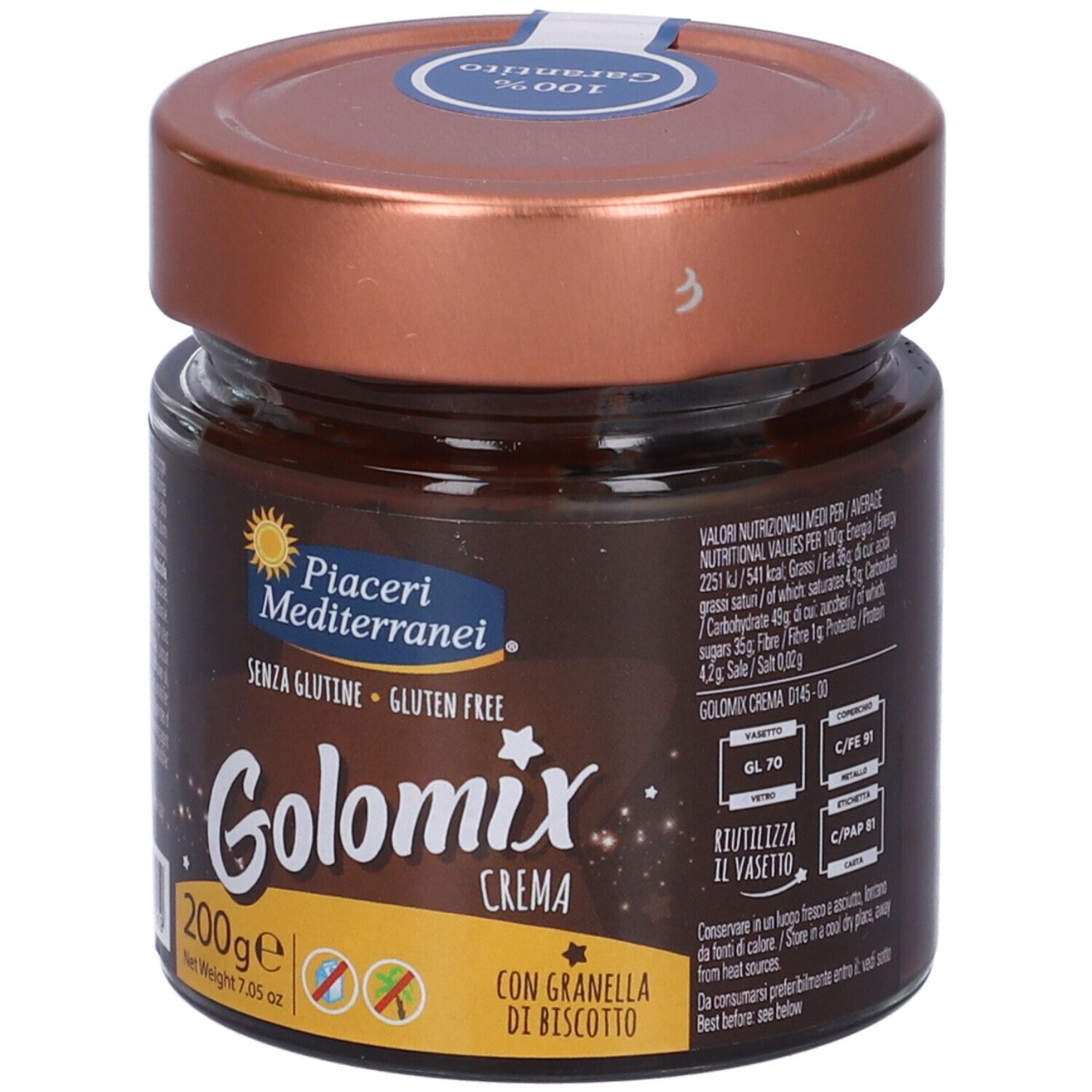 Piaceri Mediterranei Golomix Crema Cacao e Nocciole Senza Glutine