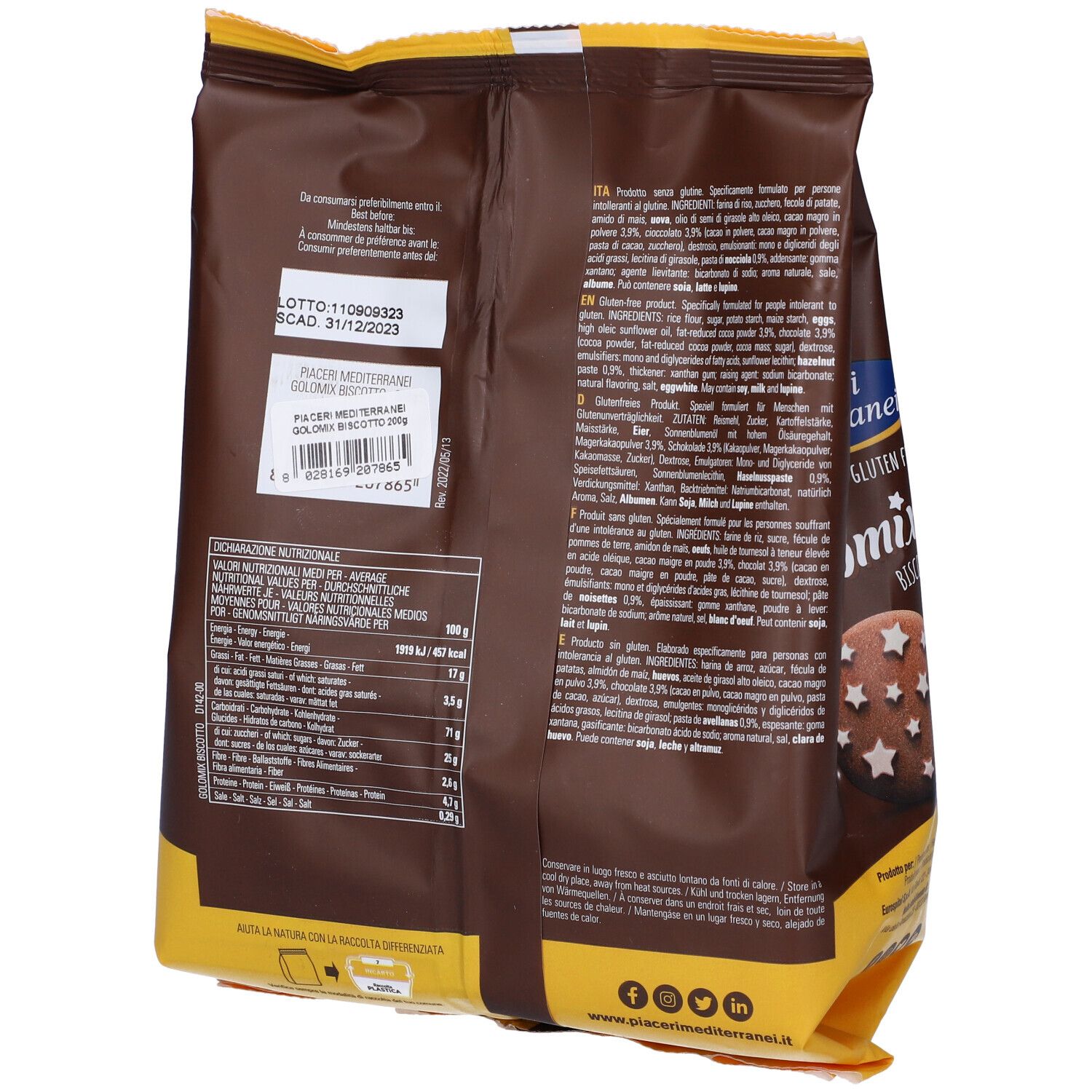 Piaceri Mediterranei Golomix Biscotto Senza Glutine 200 g