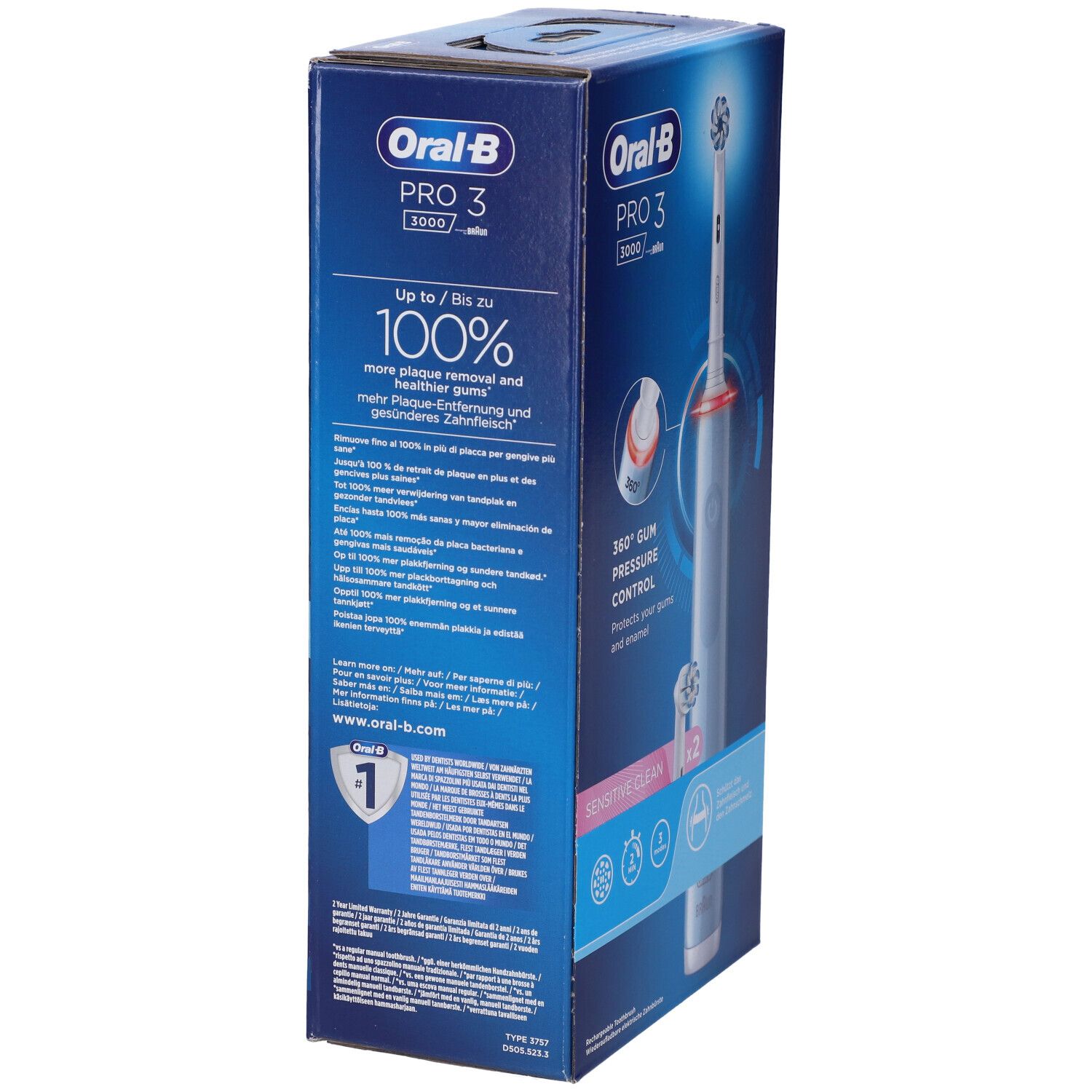 Oral-B PRO 3 Blu Sensitive Spazzolino Elettrico con Refill