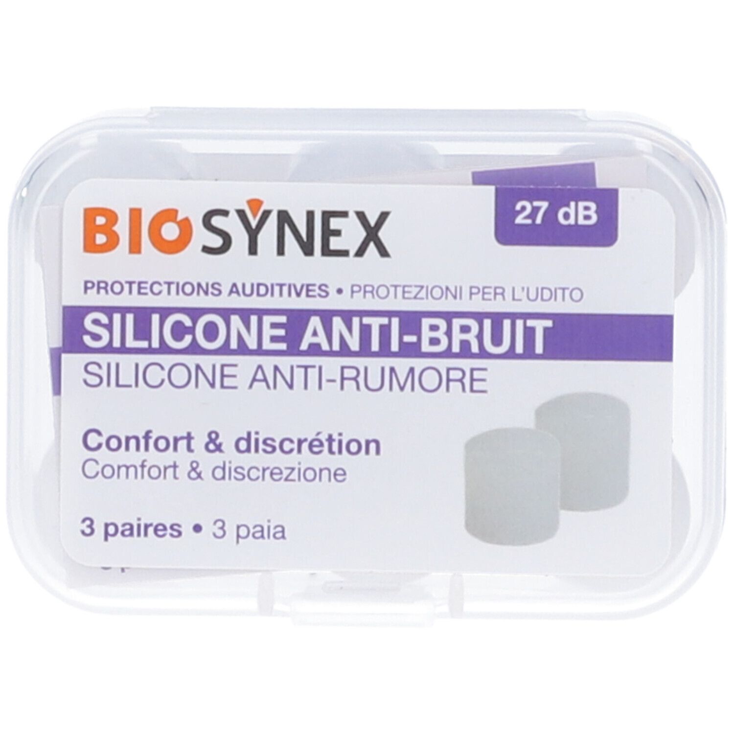 Biosynex Protezione Uditiva Silicone Trasparente 3 Paia