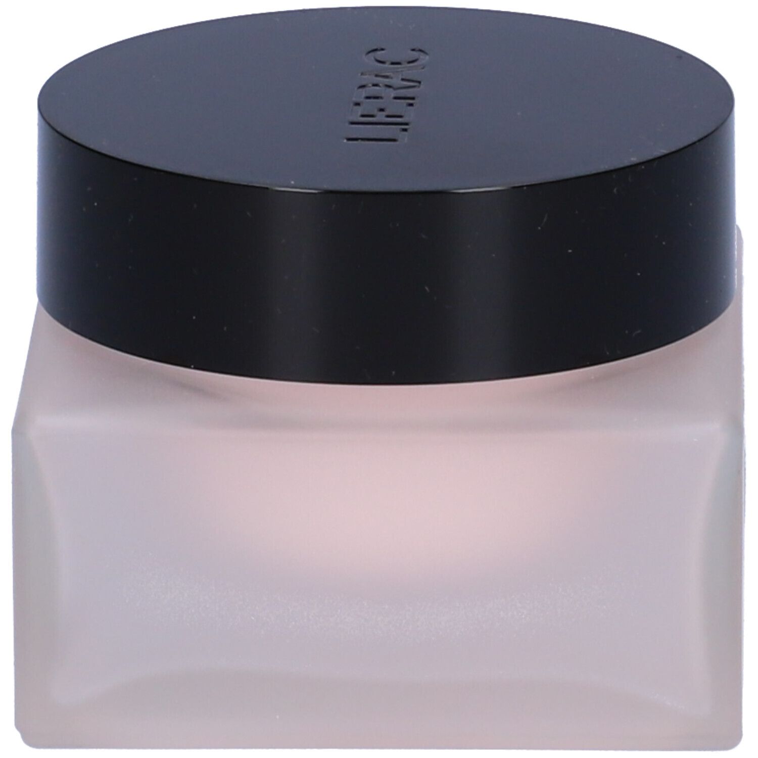 Vaso di crema con coperchio nero. Etichetta: LIERAC, Lift Integral, La Crème Jour Raffermissante.