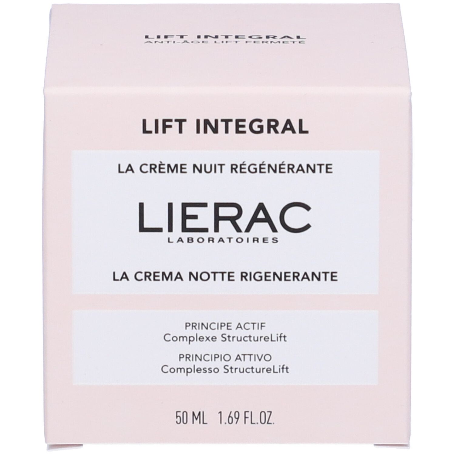 Scatola. Scritta: Lierac Lift Integral La Crème Nuit Régénérante. 50 ml.