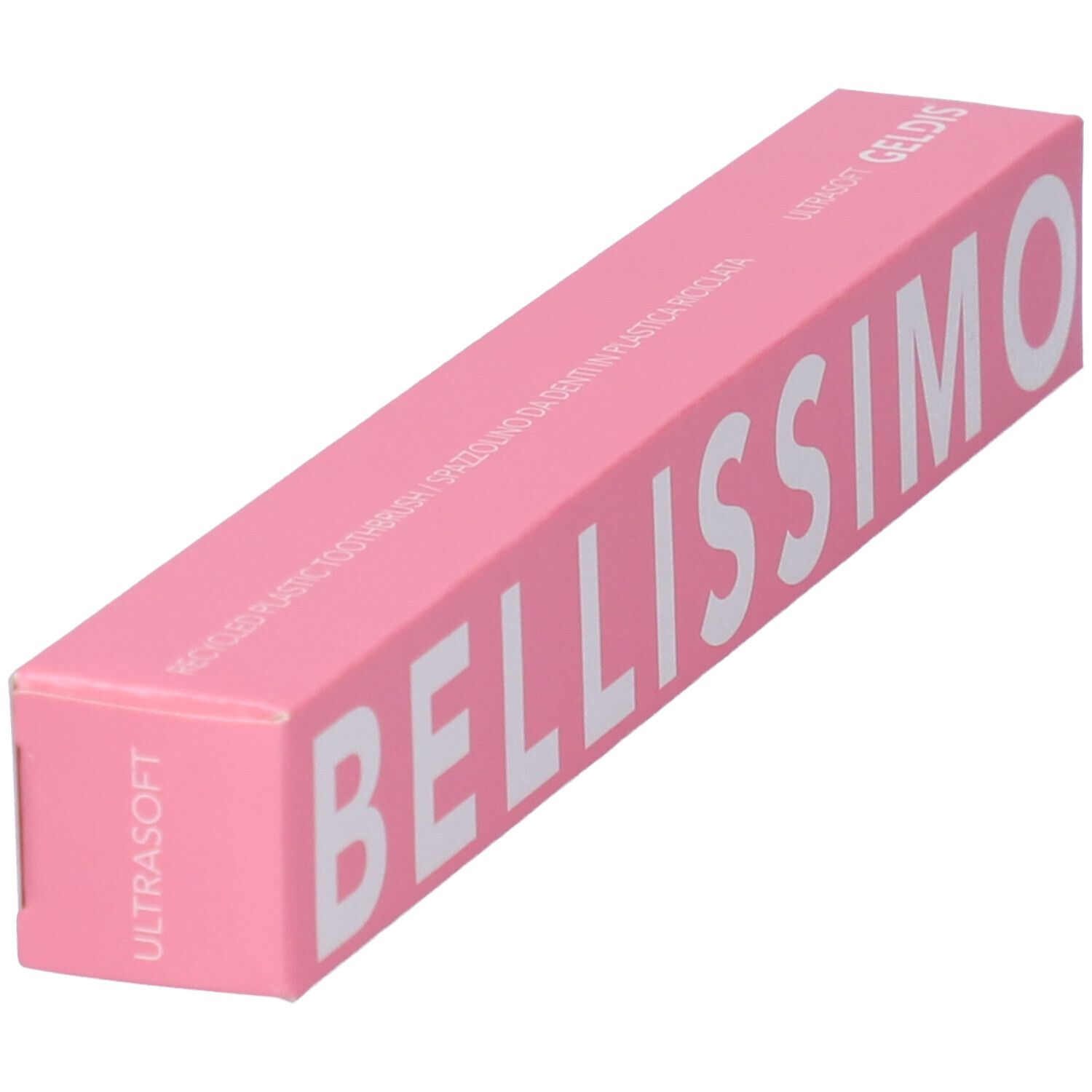 Confezione rosa con scritta 'BELLISSIMO'.