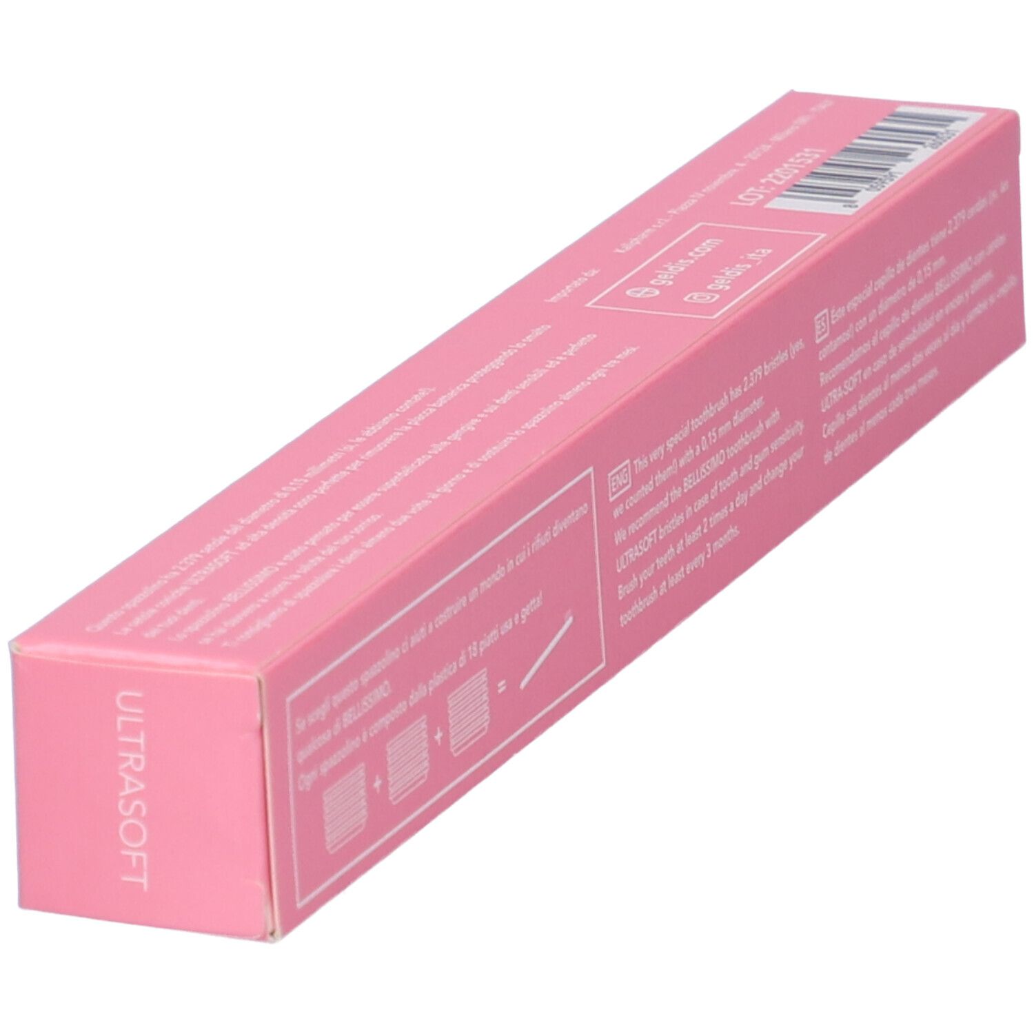 Confezione rosa con testo e scritta 'BELLISSIMO'.