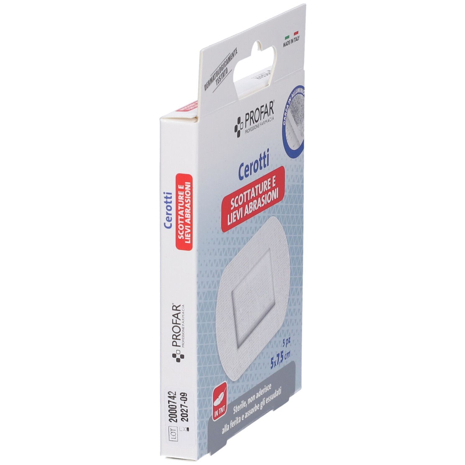 Profarm Cerotti per scottature e lievi abrasioni, 5 pezzi, 5 x 7,5 cm.