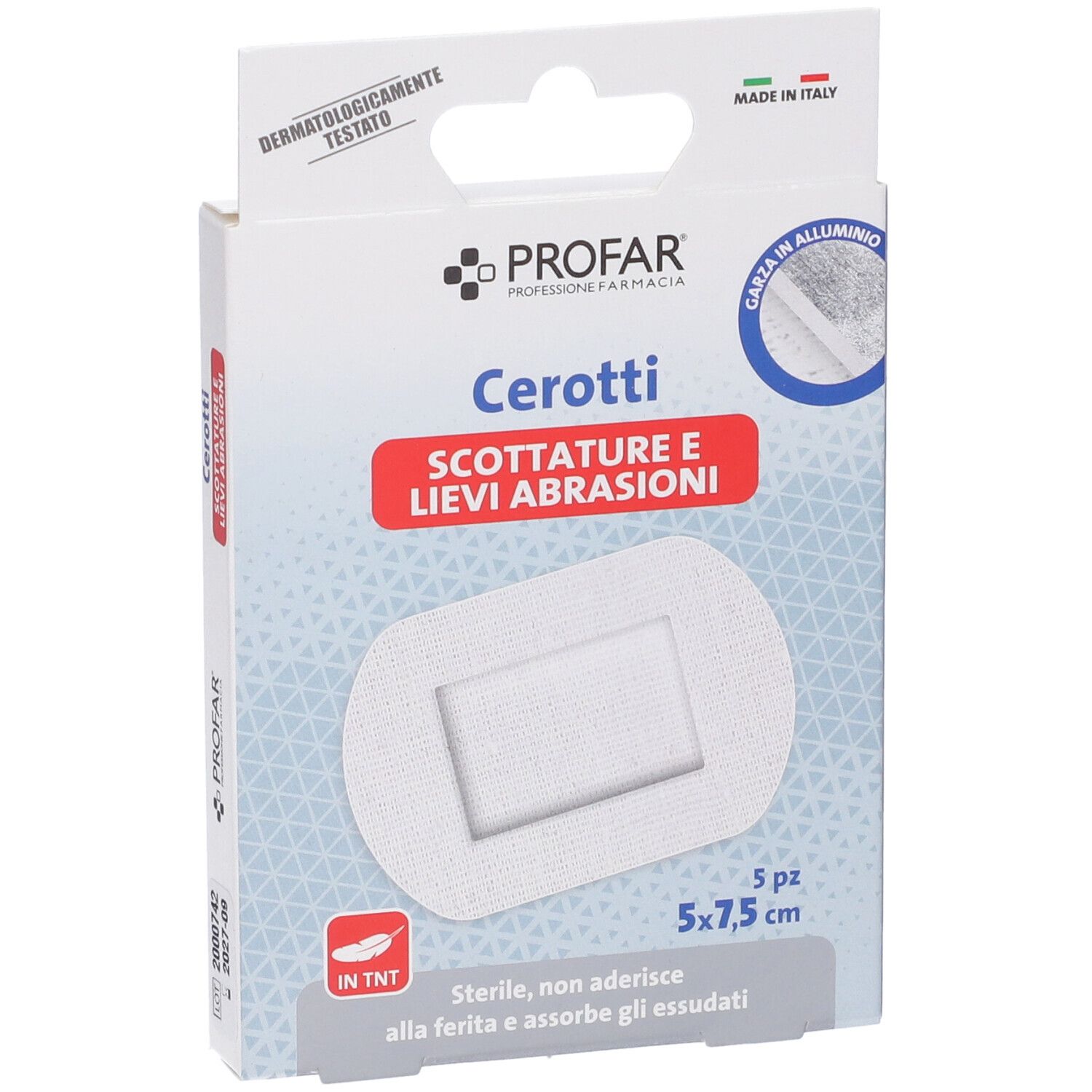 Profarm Cerotti per scottature e lievi abrasioni, 5 pezzi, 5 x 7,5 cm.