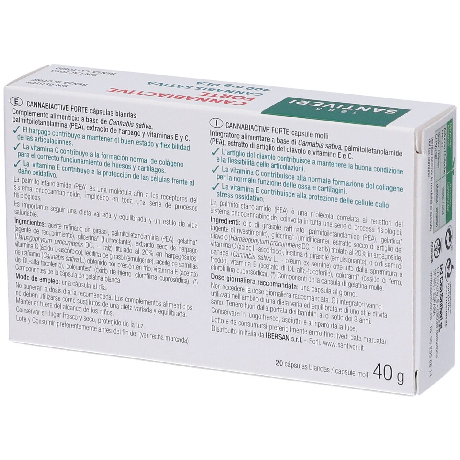 Santiveri Cannabiactive Forte 400mg PEA Capsule Molli
