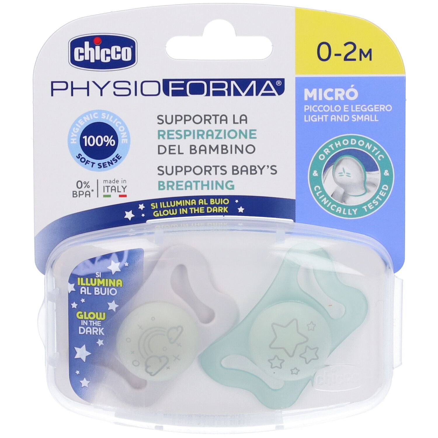 Chicco Succhietto Micro Lumi Silicone 0-2m Micro
