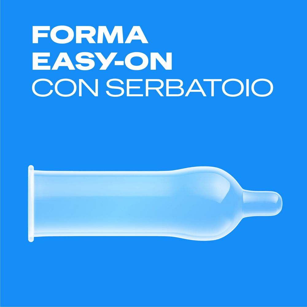 Preservativo: forma Easy-On con serbatoio, trasparente.