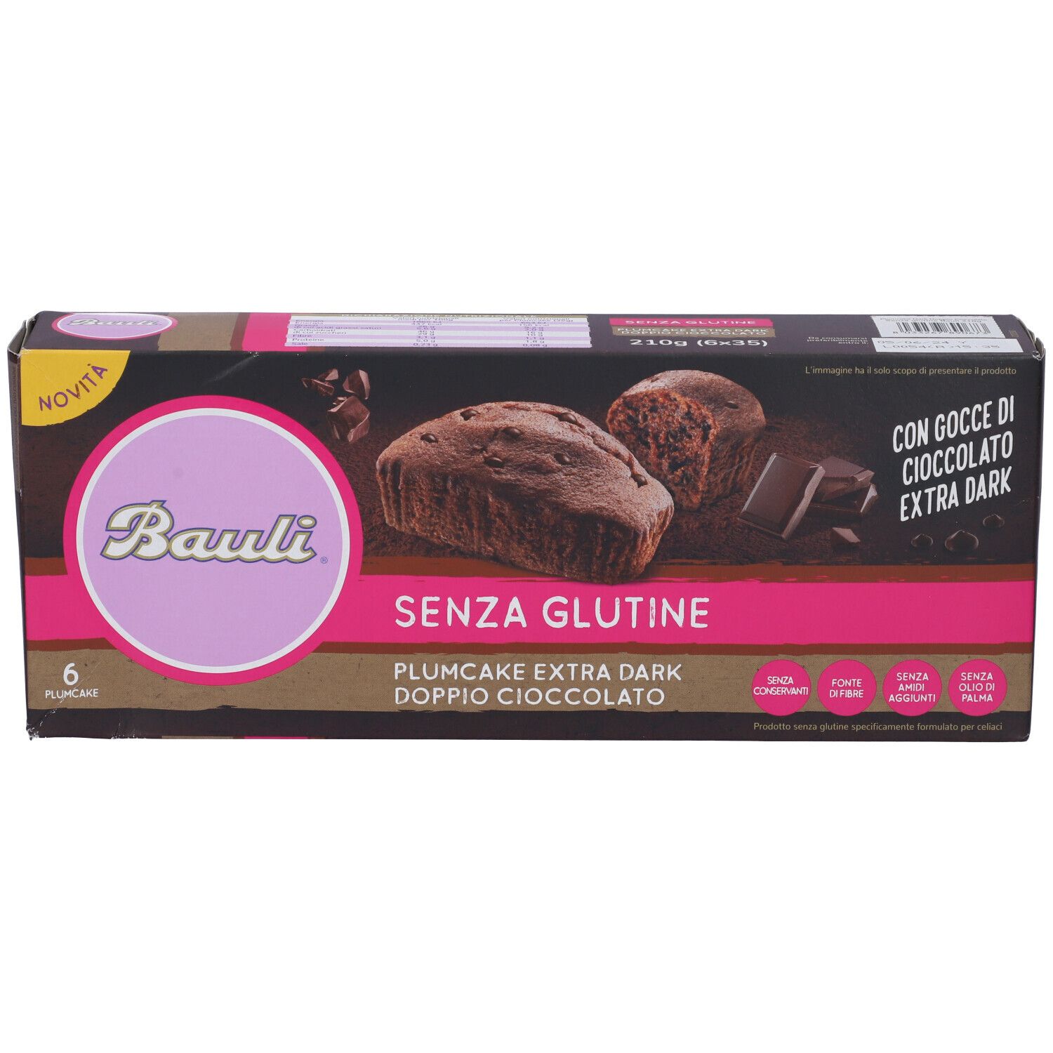 Bauli Plumcake Extra Dark Doppio Cioccolato 6 Pezzi Da 35 G