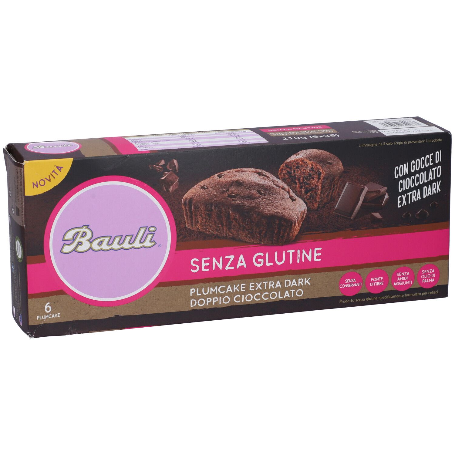 Bauli Plumcake Extra Dark Doppio Cioccolato 6 Pezzi Da 35 G
