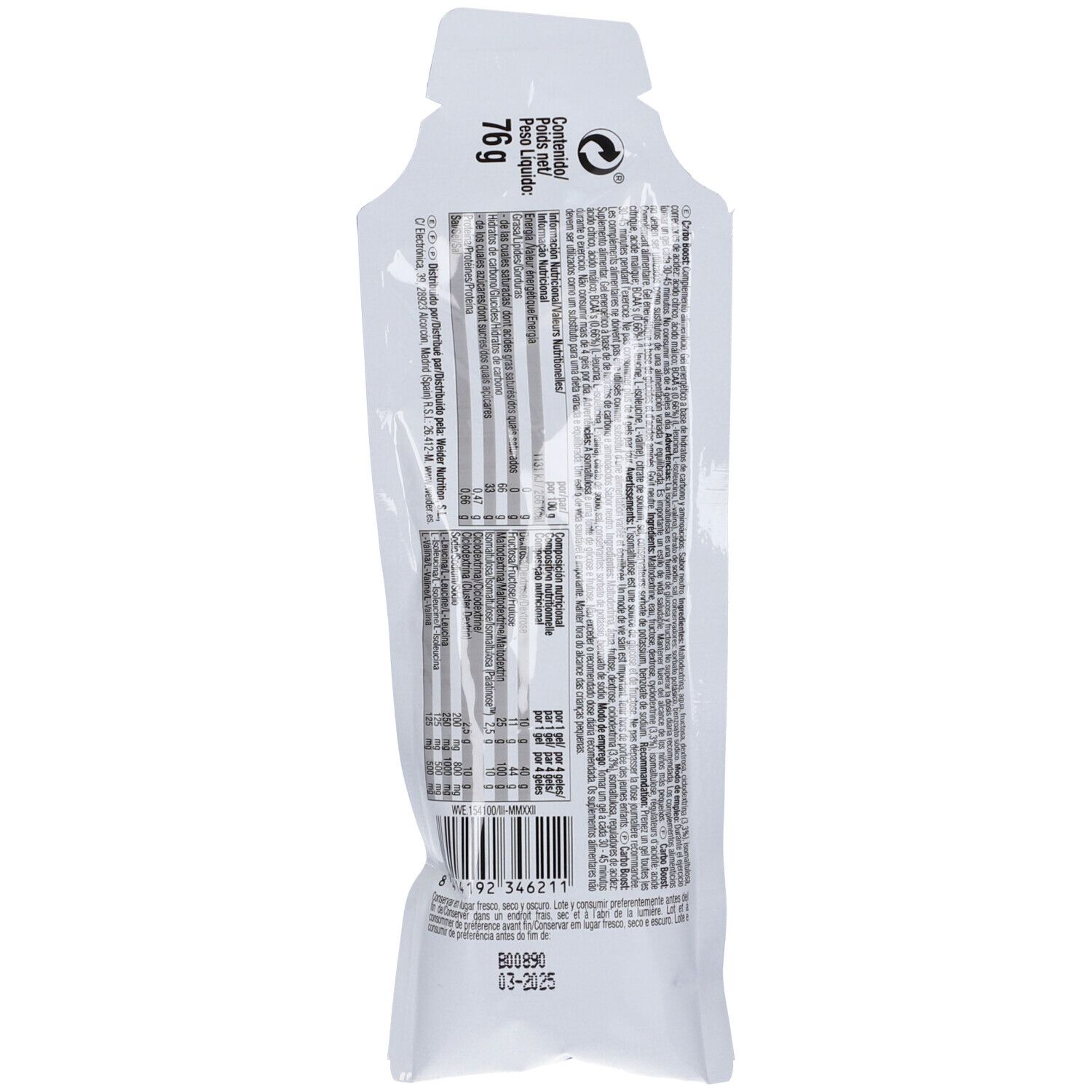 Victory Endurance Gel Carbo Boost Neutro