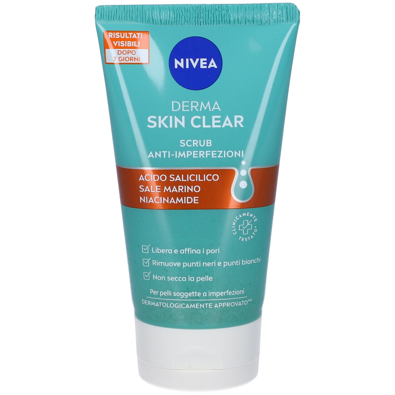 Nivea Derma Skin Clear Scrub Viso Anti-Imperfezioni 150 ml, Scrub per la cura della pelle grassa