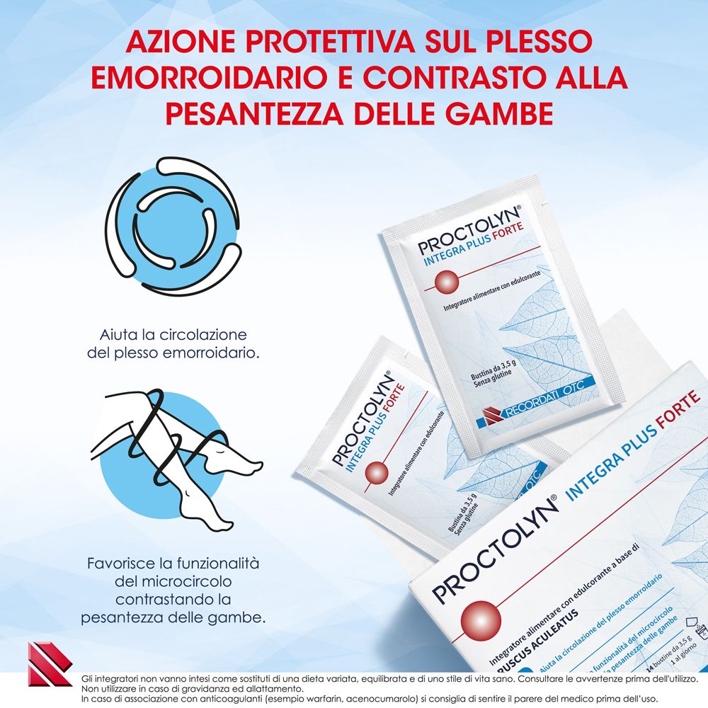 Proctolyn Integra Plus Forte Bustine: circolazione e gambe pesanti.