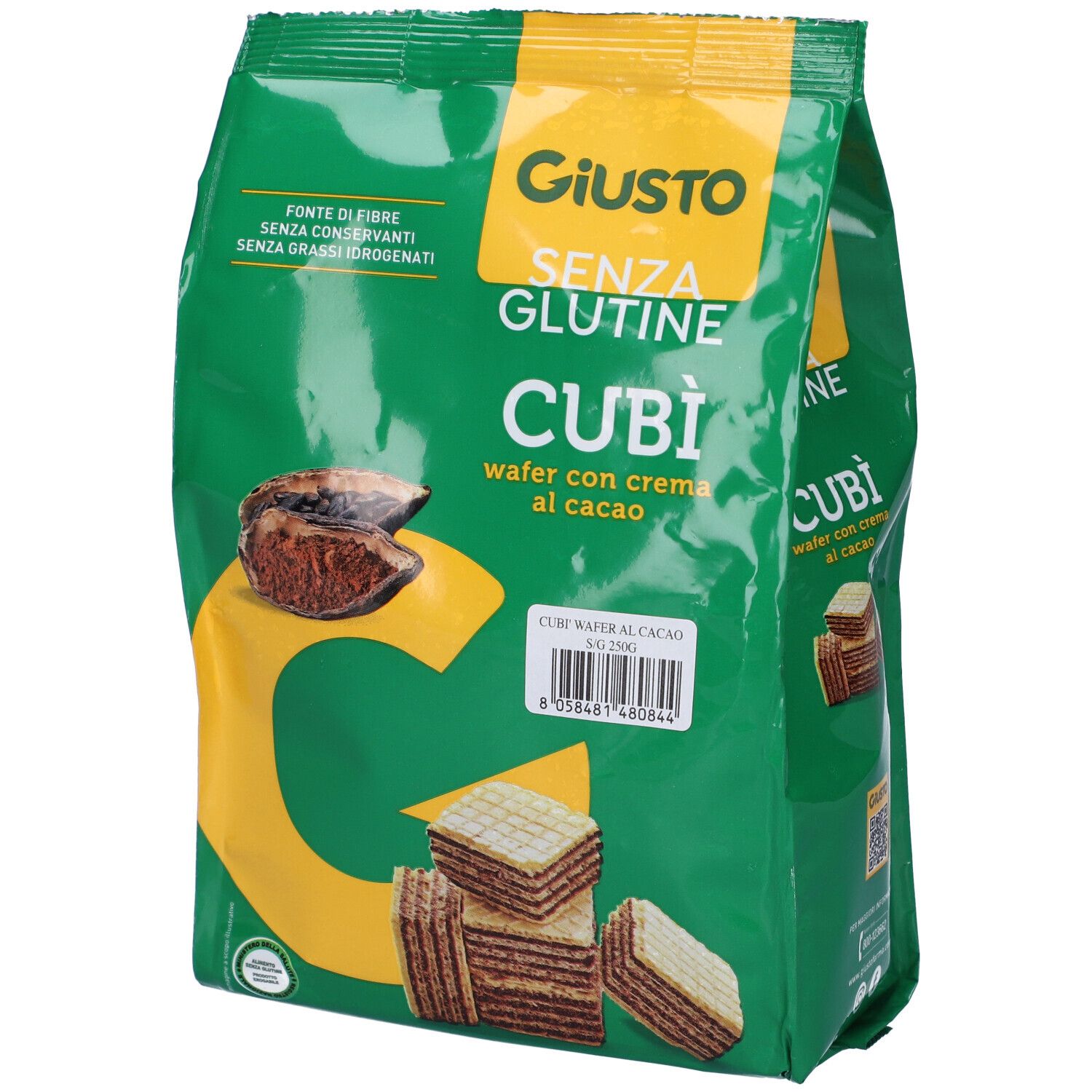 Giusto Senza Glutine Cubi' Wafer Cacao 250 G