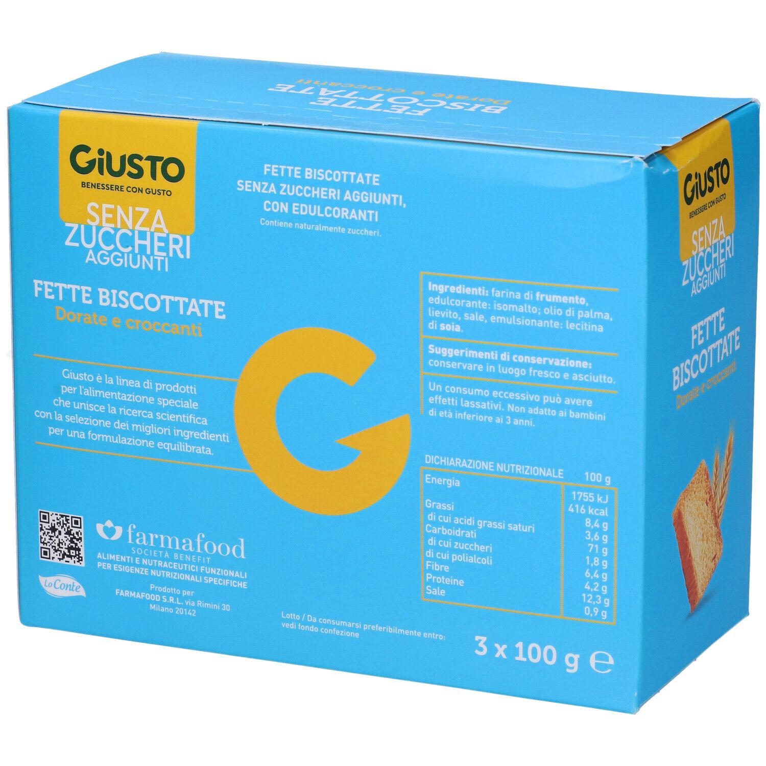 Giusto Senza Zucchero Fette Biscottate