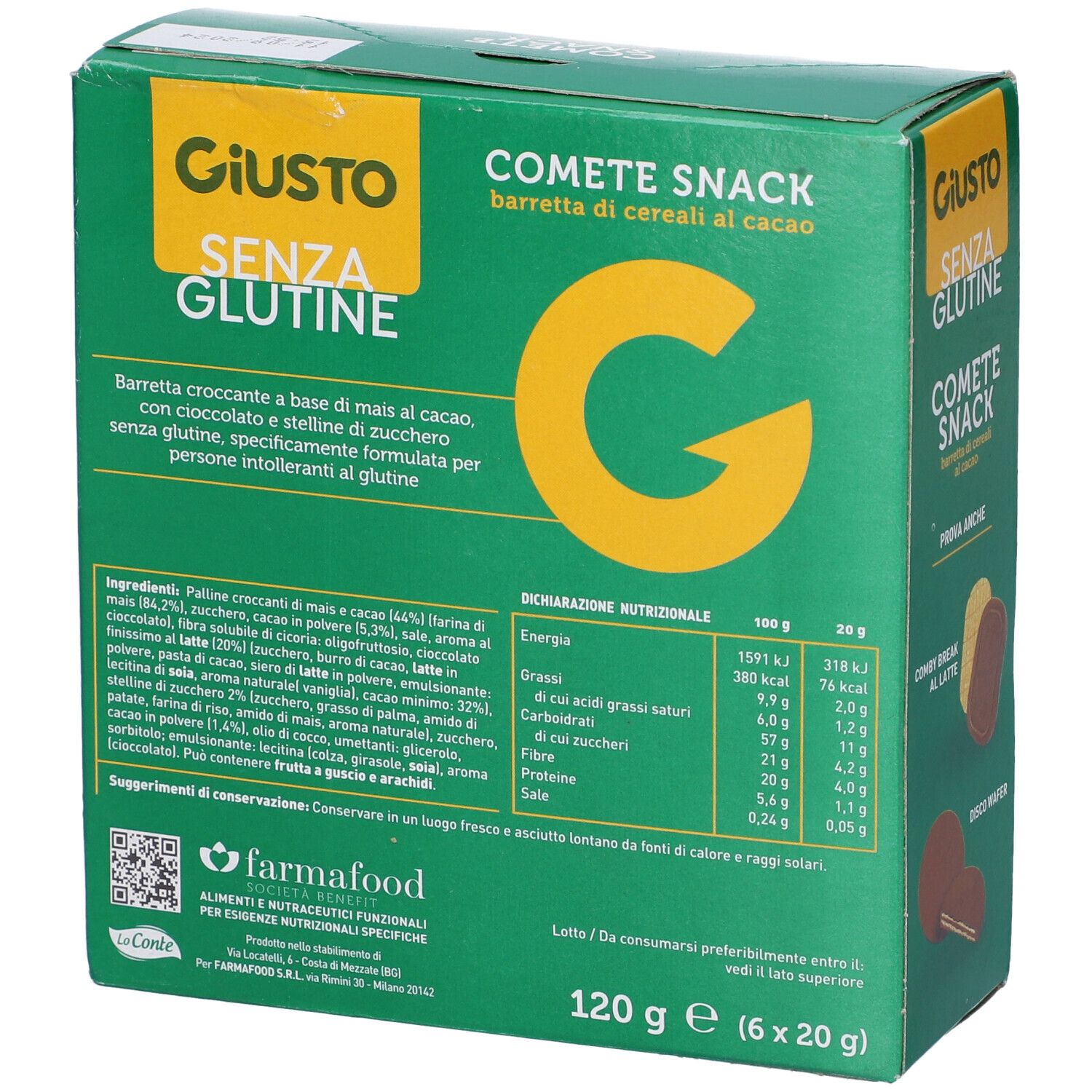 Giusto Senza Glutine Comete Snack 6 Confezioni Da 20 G