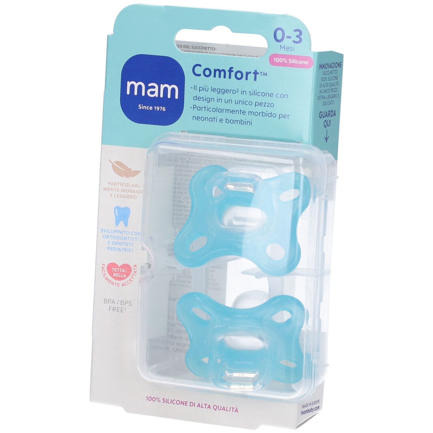 MAM Comfort 0-3 mesi Succhietto in Silicone Maschio