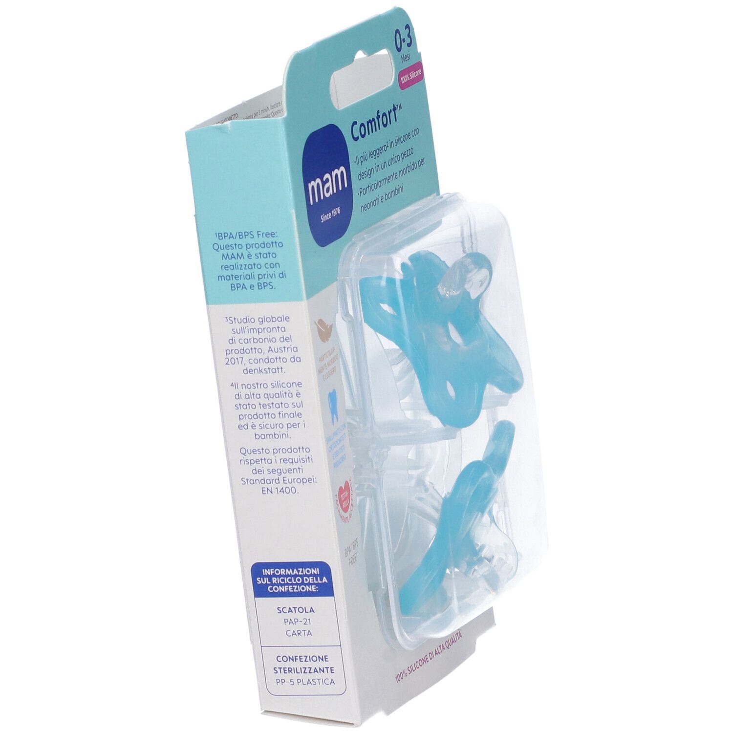 MAM Comfort 0-3 mesi Succhietto in Silicone Maschio