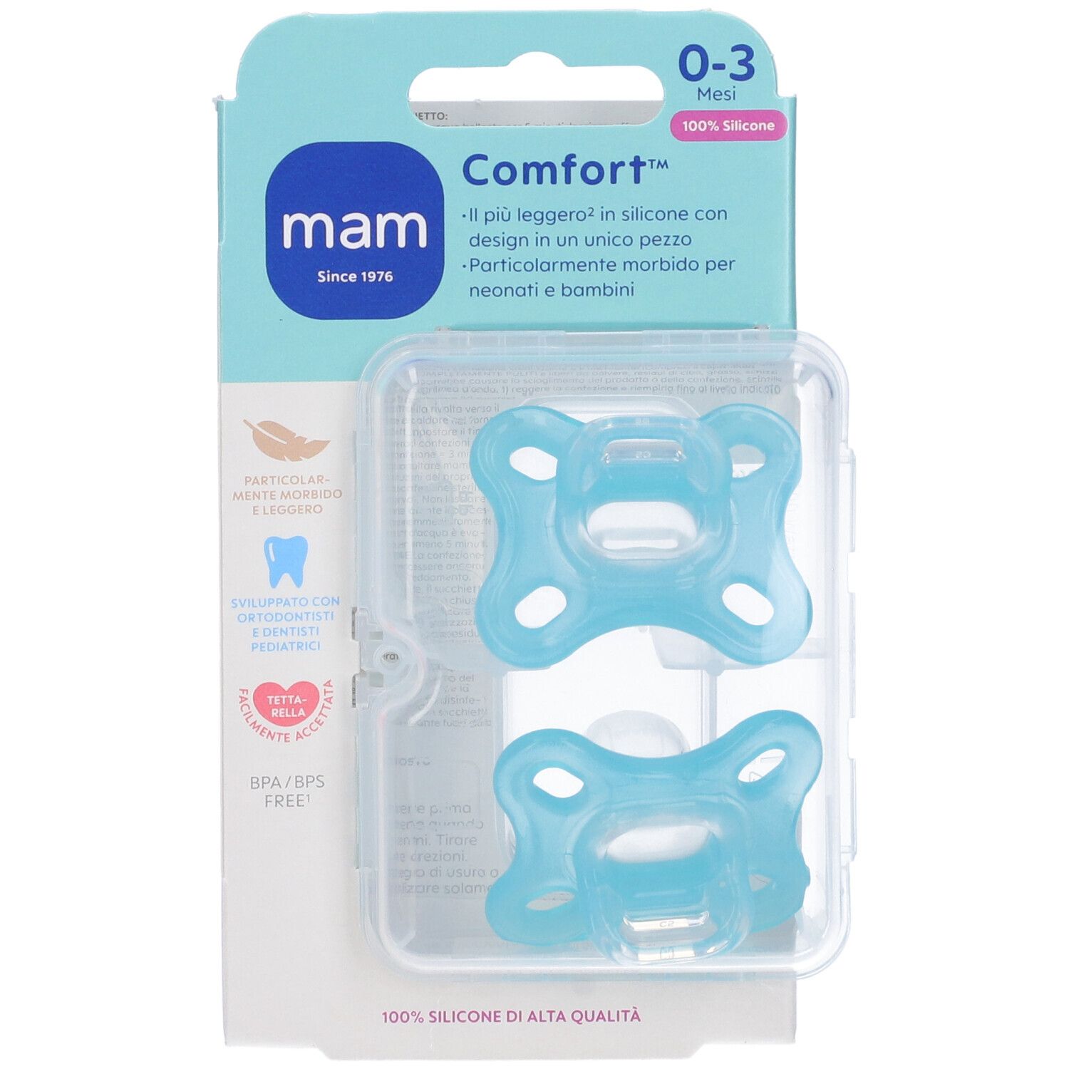 MAM Comfort 0-3 mesi Succhietto in Silicone Maschio