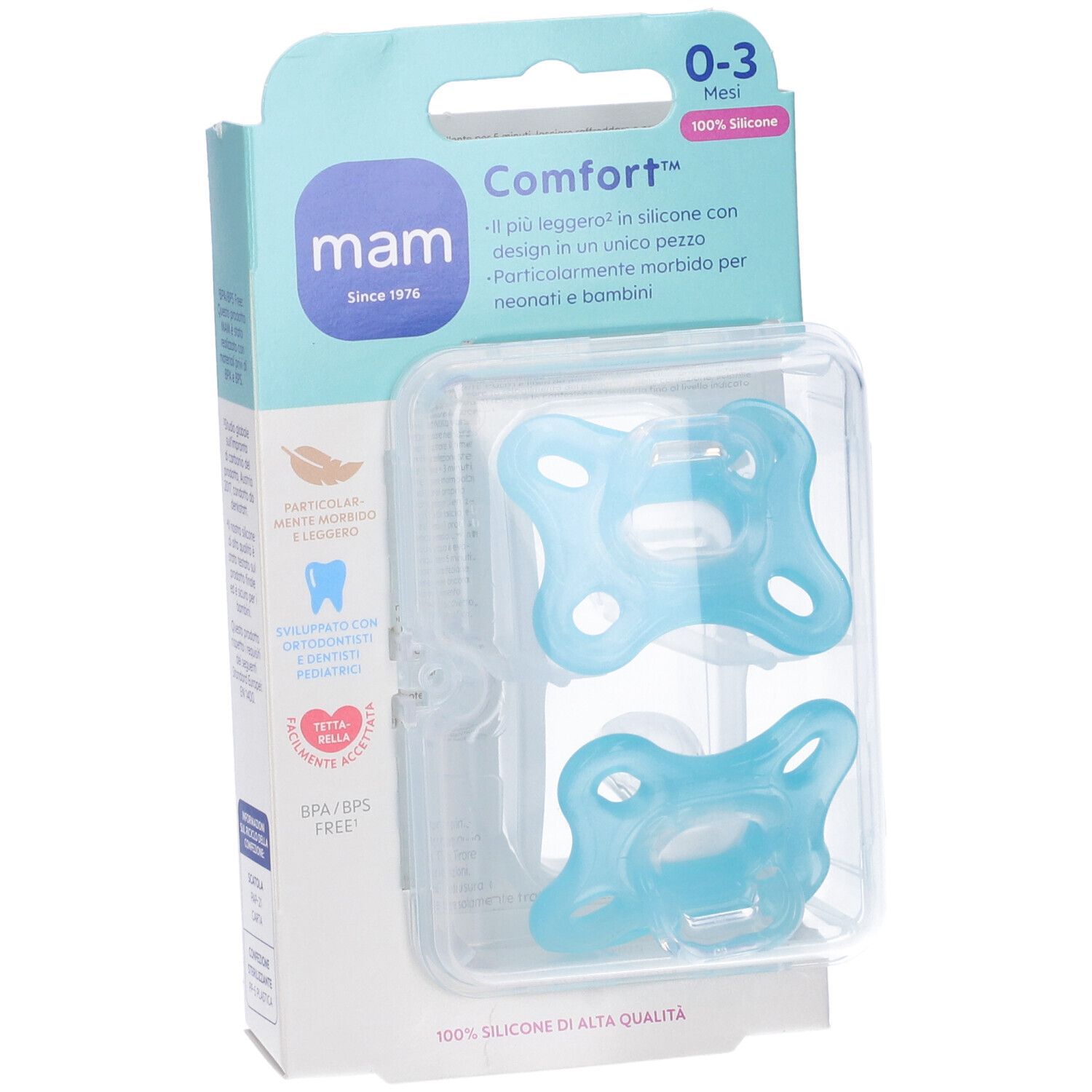 MAM Comfort 0-3 mesi Succhietto in Silicone Maschio