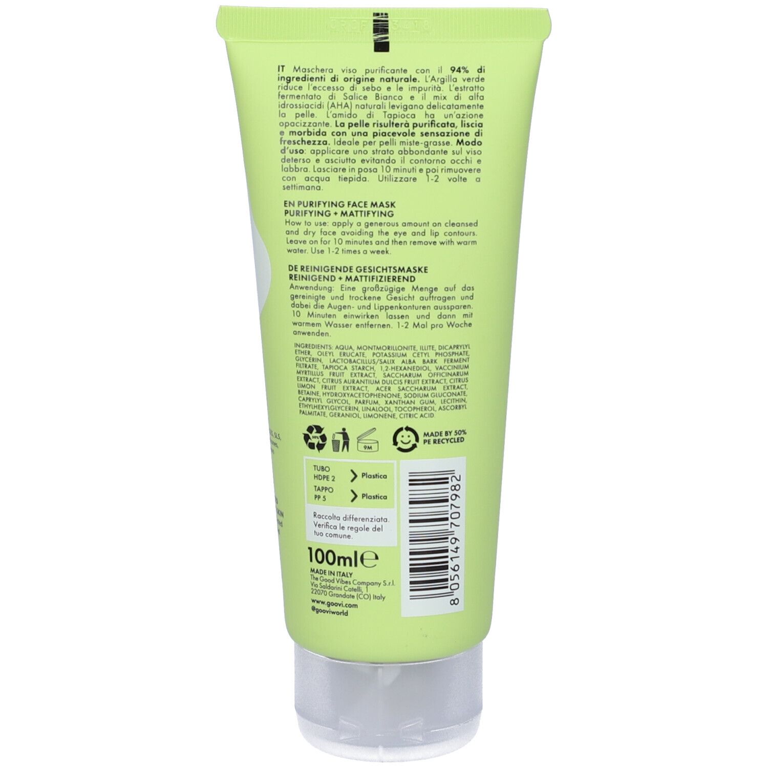 Goovi Maschera Viso Purificante - risparmia il 15% con il codice: GOOVI15