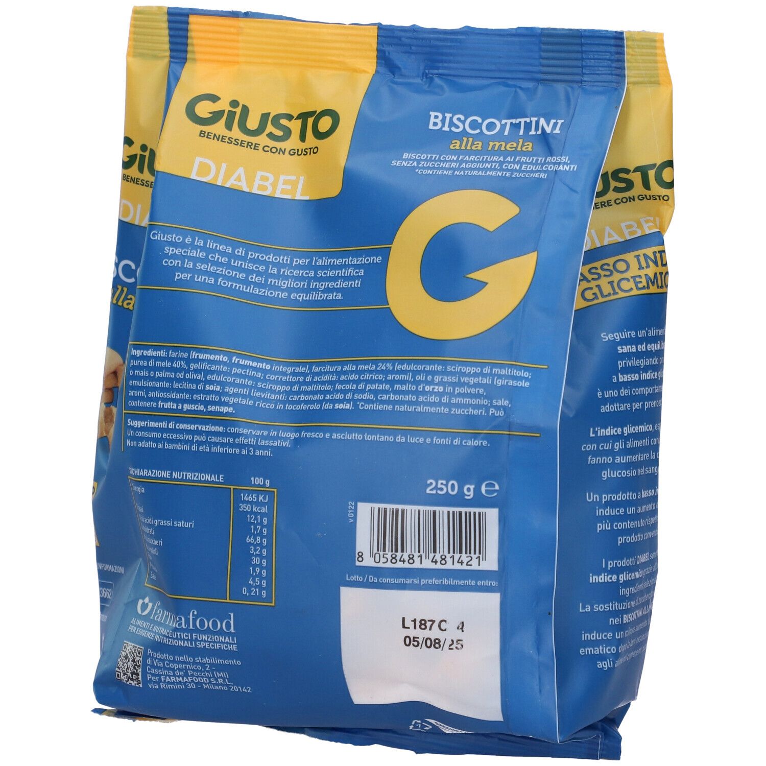 Giusto Diabel Biscottini Mela 250 G