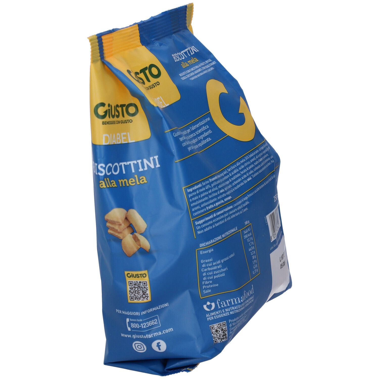 Giusto Diabel Biscottini Mela 250 G