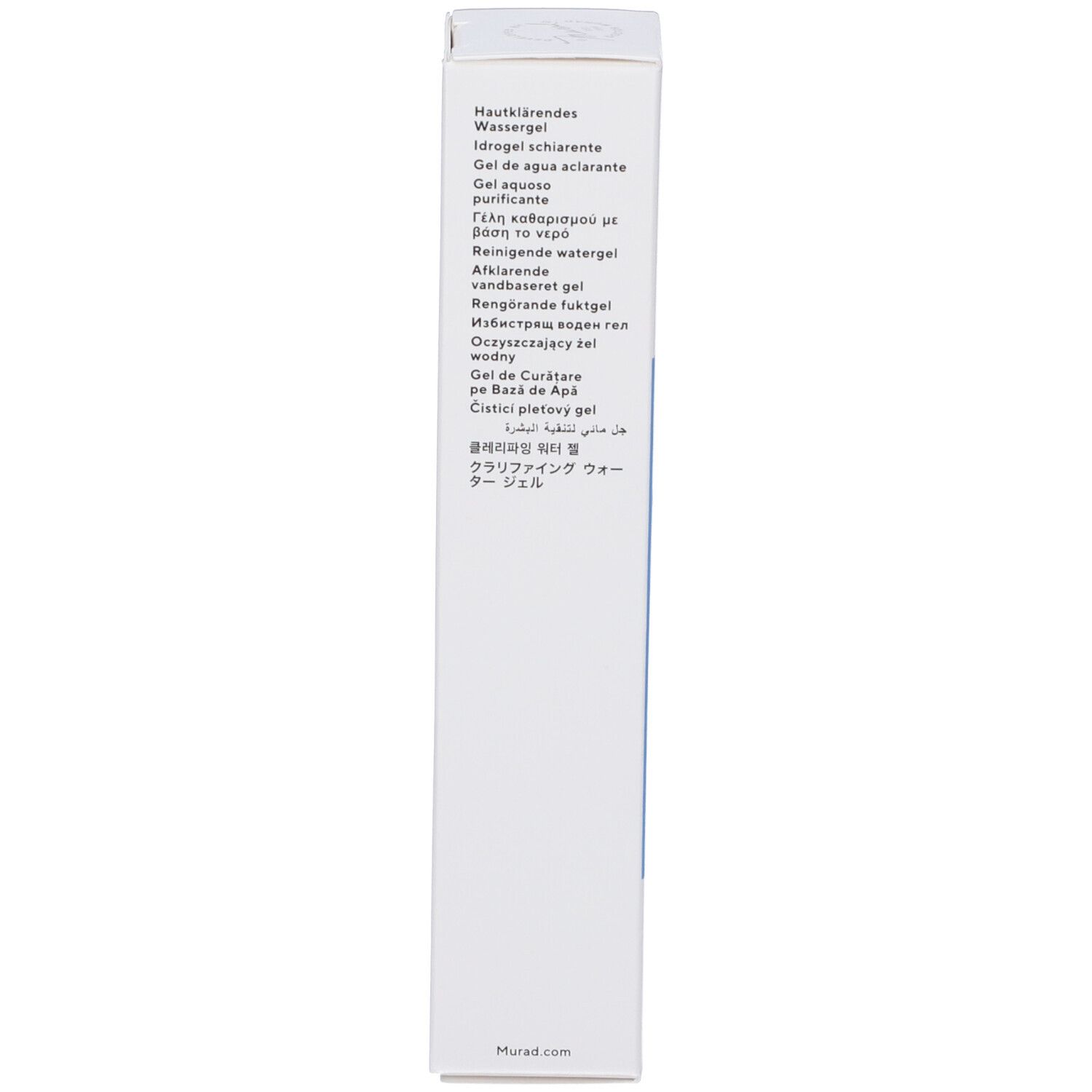 Retro della confezione del prodotto. Testo multilingue. Informazioni sul prodotto.