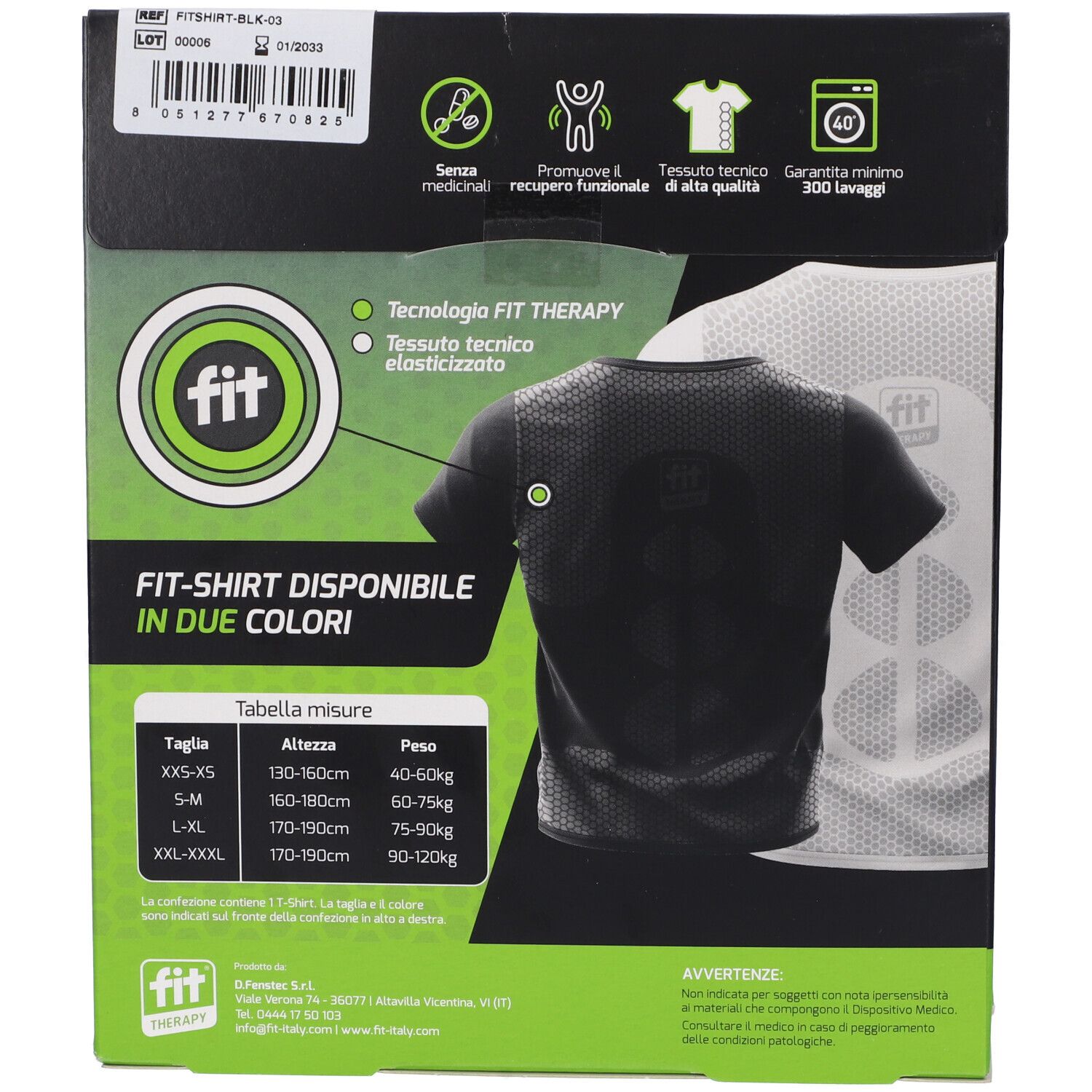 Fit Therapy T-shirt Nera Taglia L-XL
